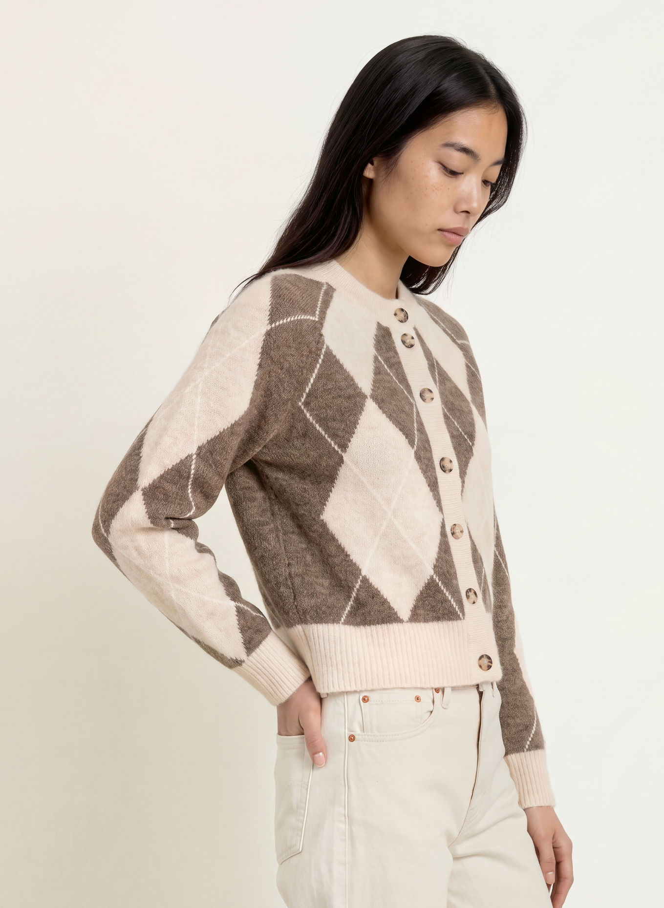 Y.A.S. Cardigan: BEIGE / BROWN