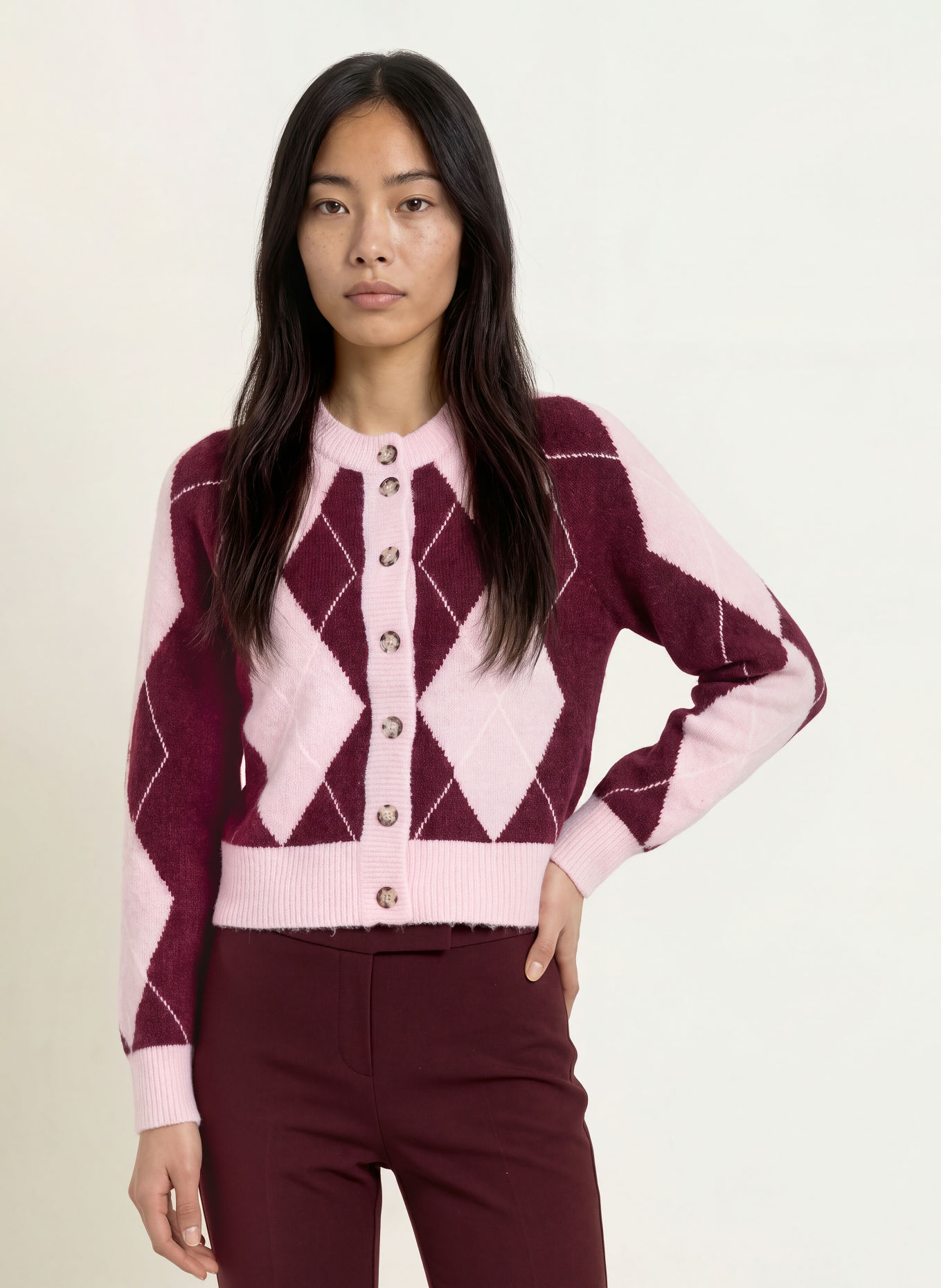 Y.A.S. Cardigan: DARK RED / PINK