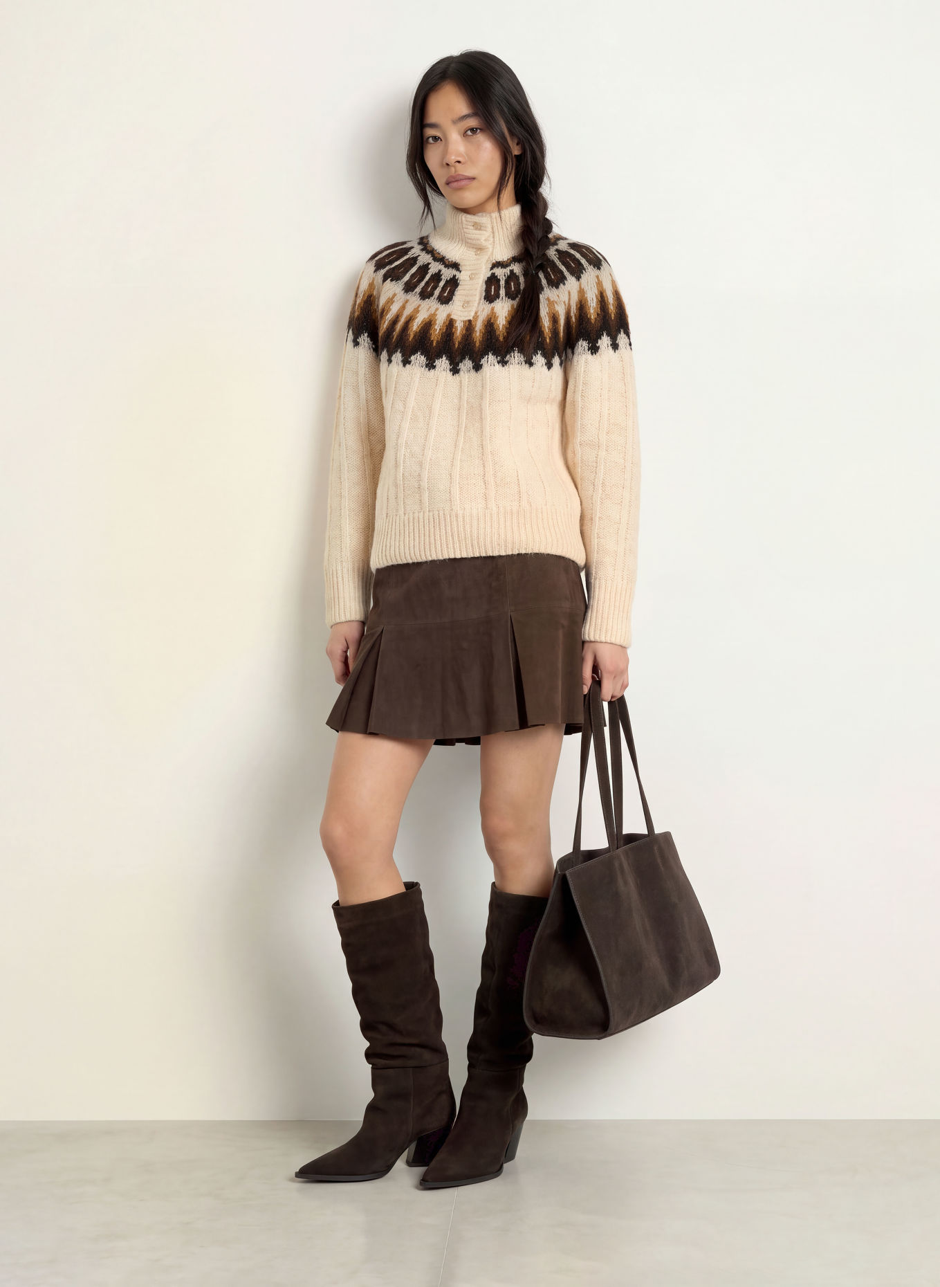 Y.A.S. Pullover: CREME / DUNKELBRAUN / BRAUN
