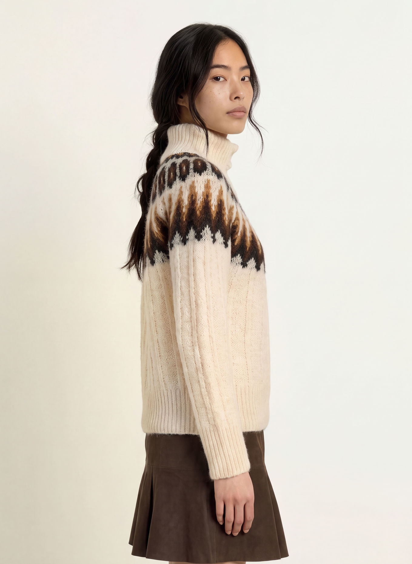Y.A.S. Pullover: CREME / DUNKELBRAUN / BRAUN