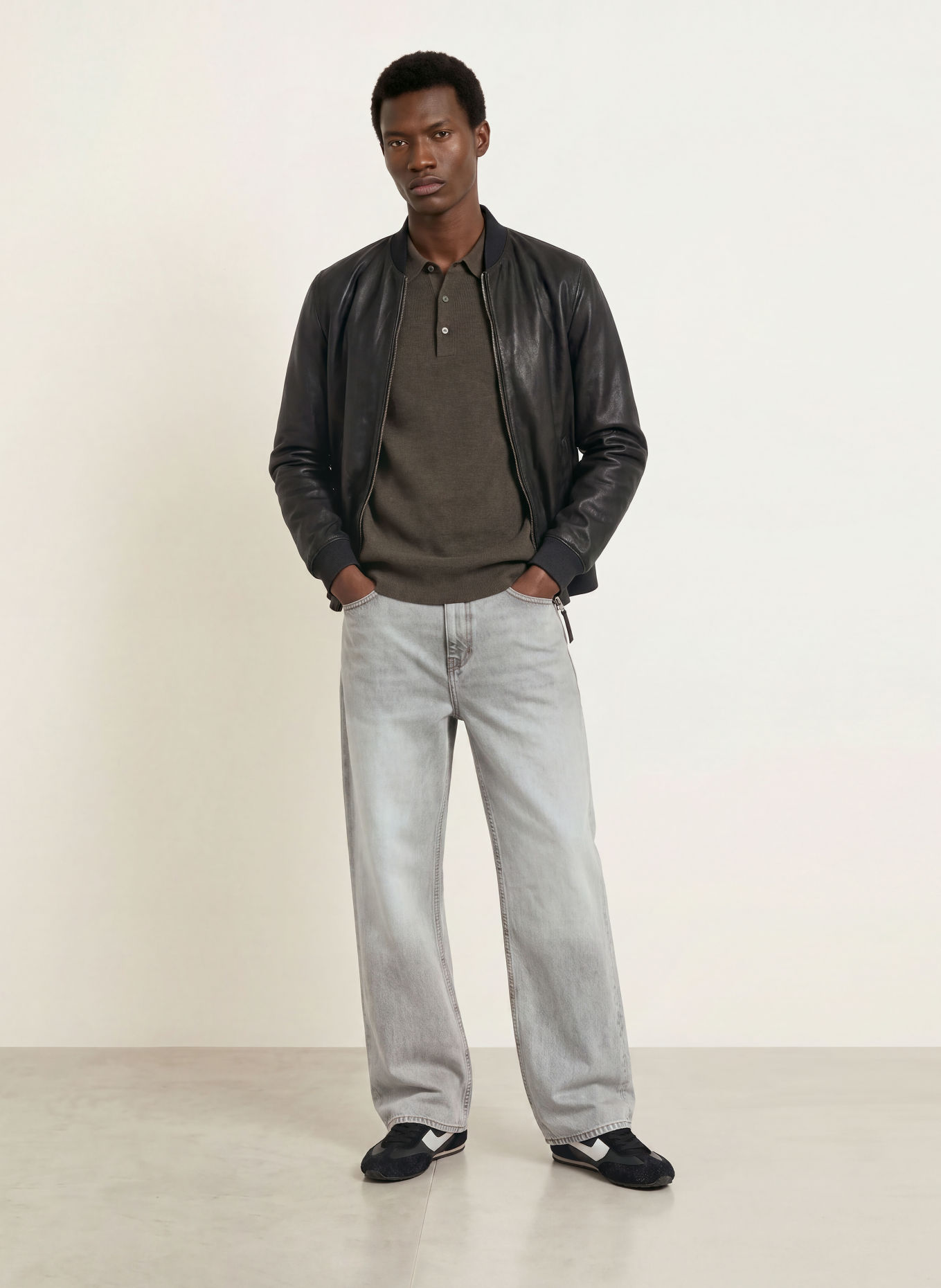 ALLSAINTS Gebreid poloshirt ASPEN: DONKERGROEN