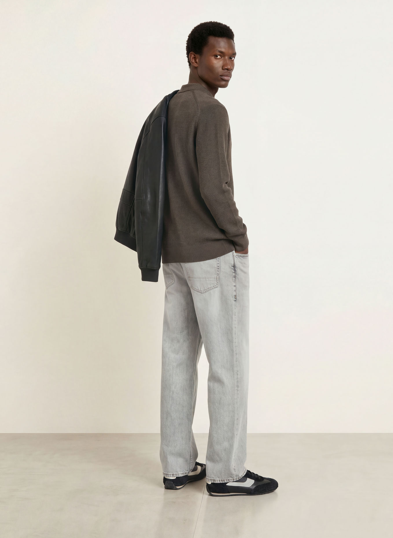 ALLSAINTS Gebreid poloshirt ASPEN: DONKERGROEN