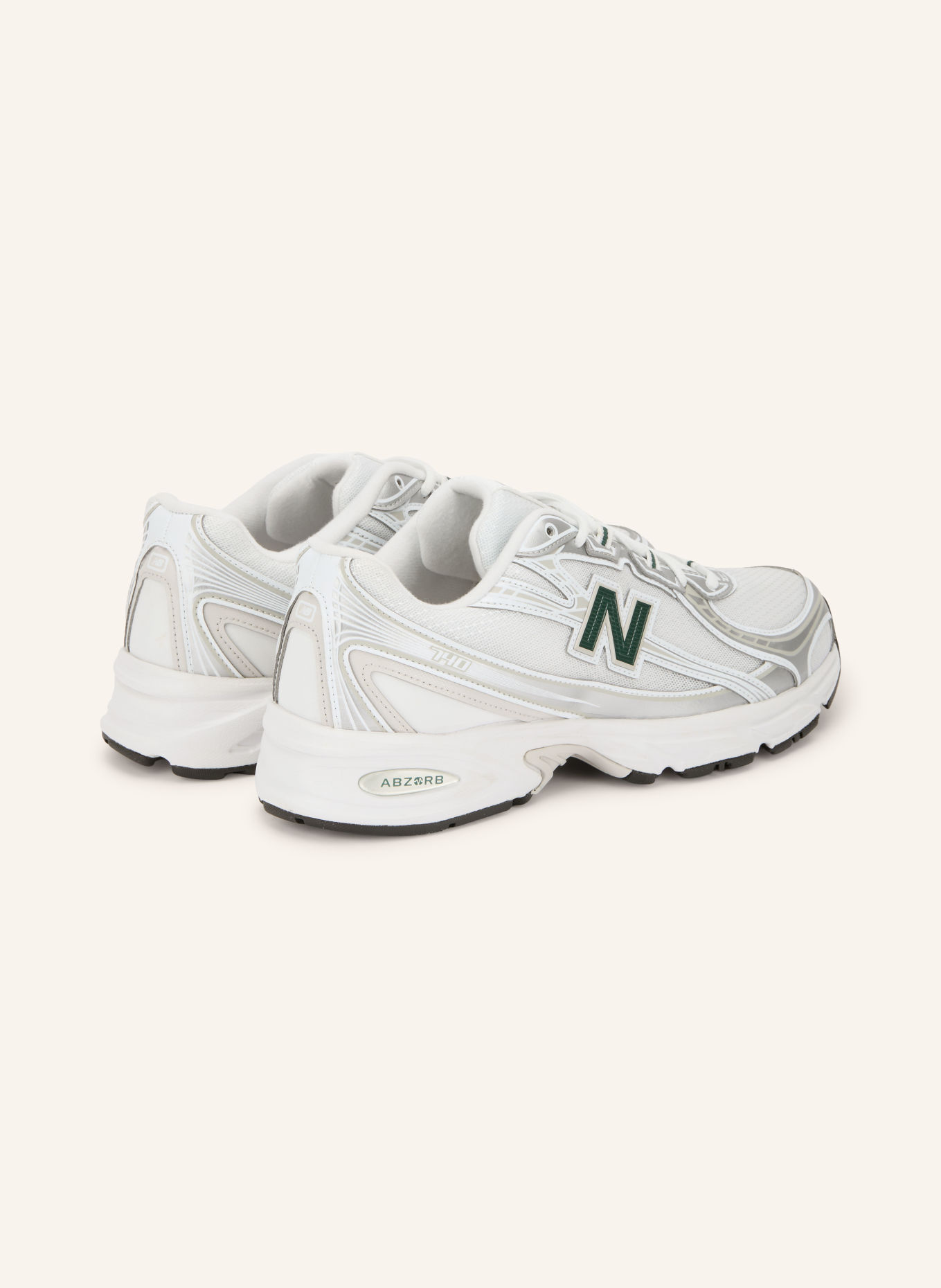 new balance Sneaker 740: WEISS / SILBER / DUNKELGRÜN