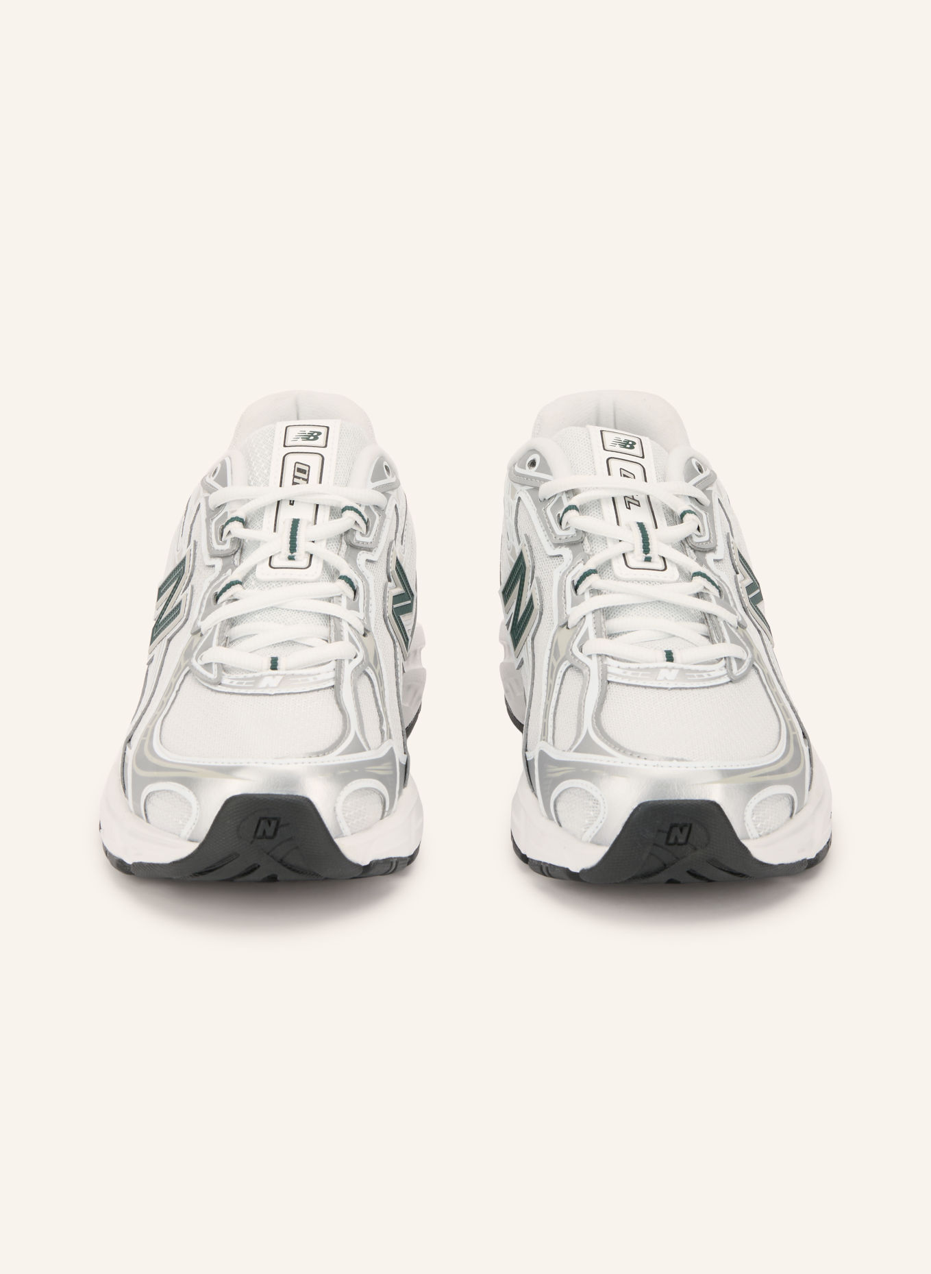 new balance Sneaker 740: WEISS / SILBER / DUNKELGRÜN