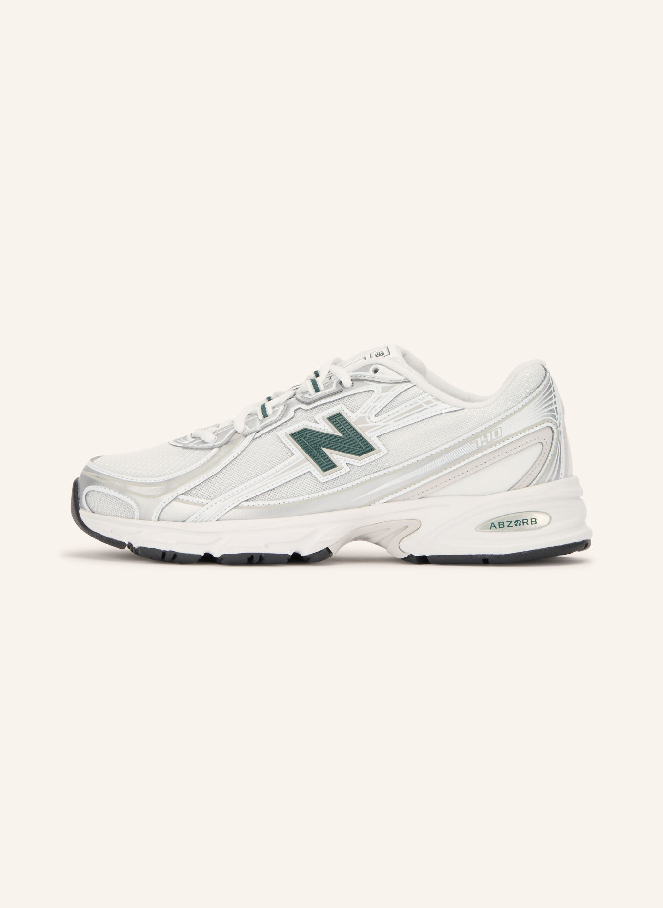 new balance Sneaker 740: WEISS / SILBER / DUNKELGRÜN