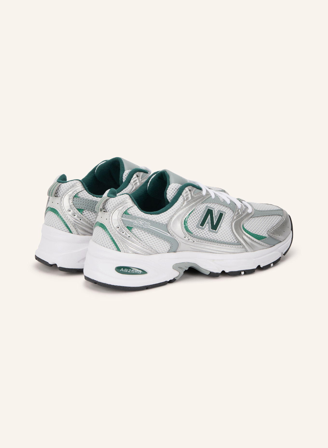 new balance Sneaker 530: WEISS / SILBER / DUNKELGRÜN