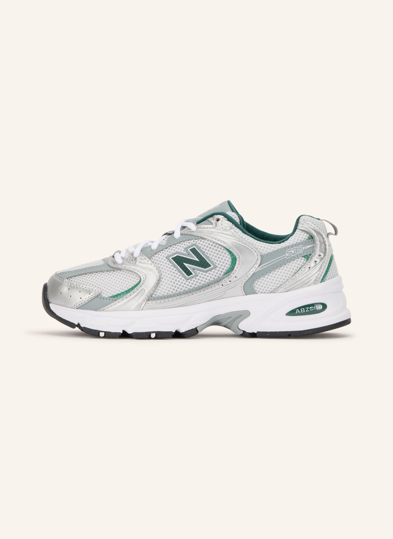 new balance Sneaker 530: WEISS / SILBER / DUNKELGRÜN