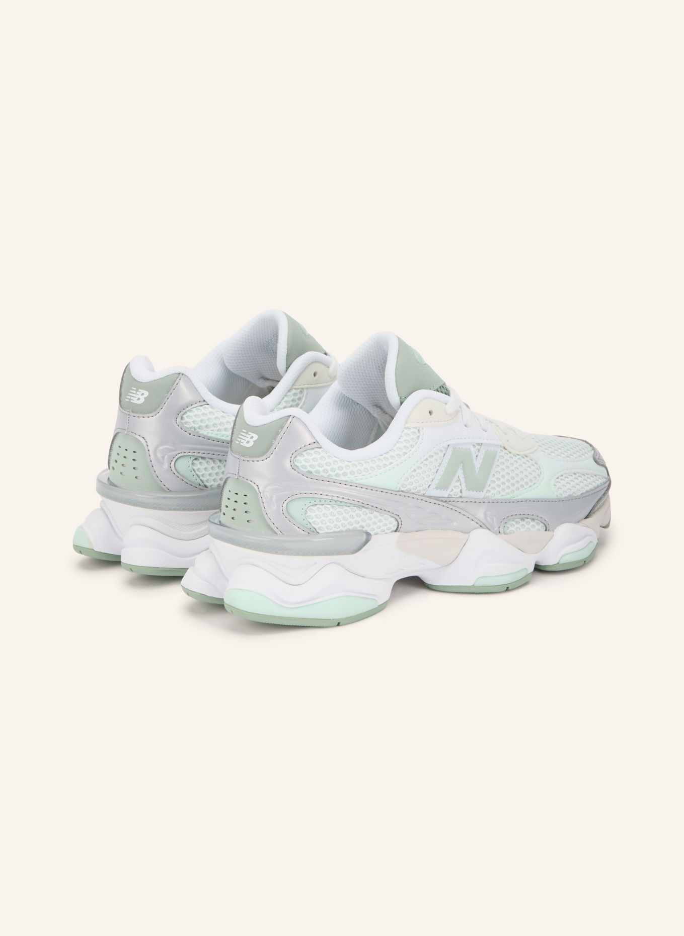 new balance Sneakers 9060: WHITE / LIGHT GRAY / LIGHT GREEN