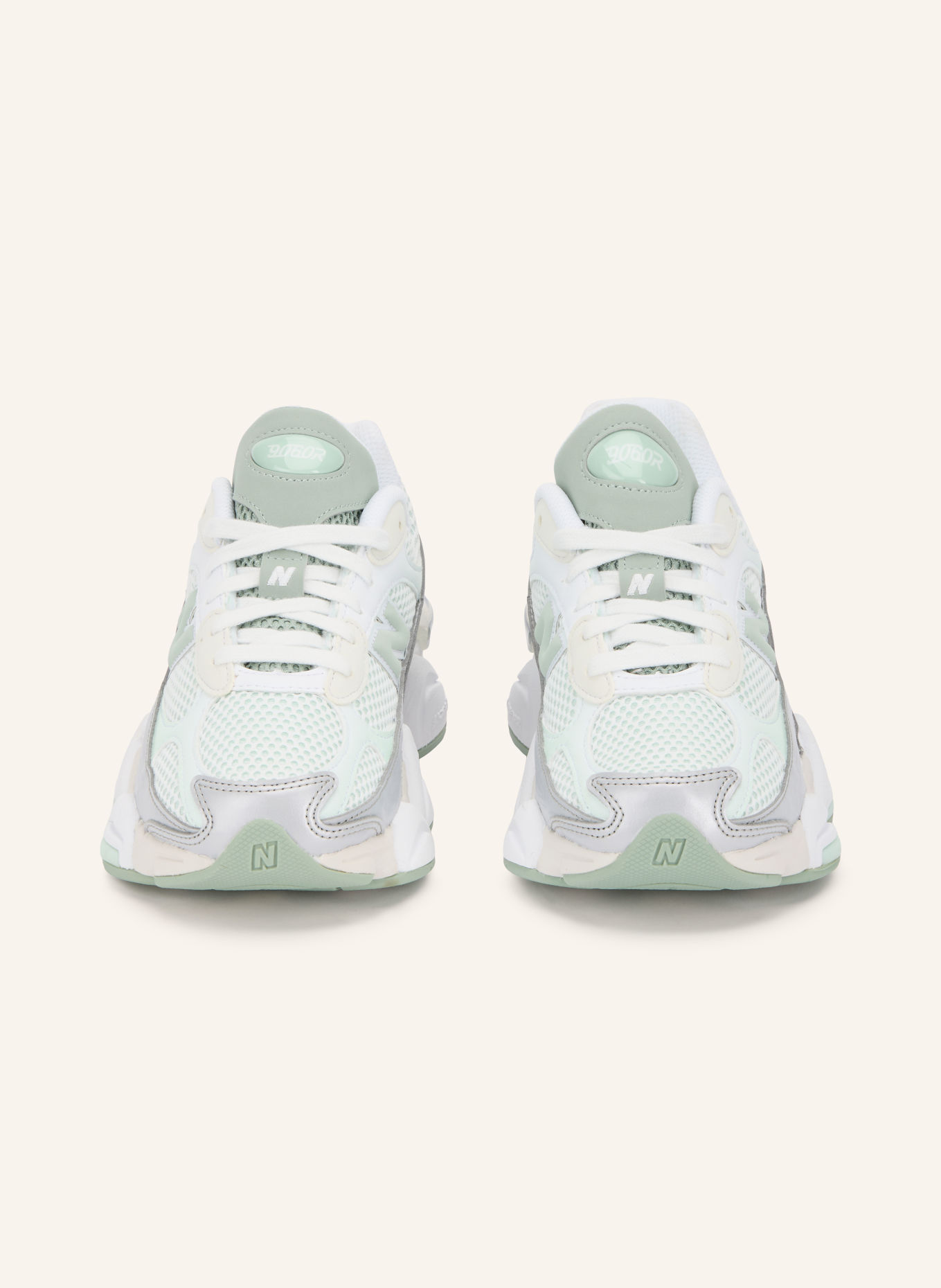 new balance Sneakers 9060: WHITE / LIGHT GRAY / LIGHT GREEN