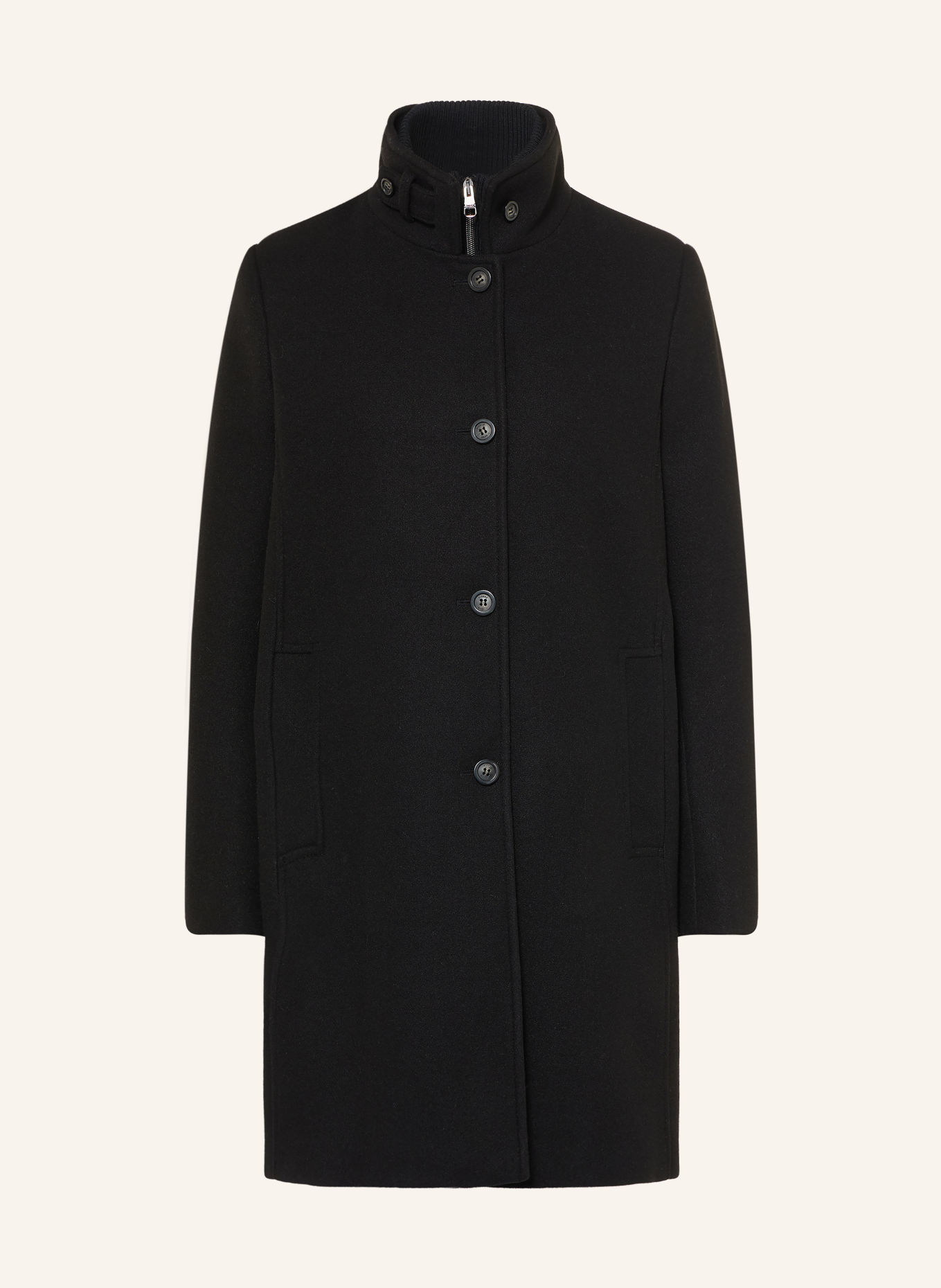 CINQUE CIASINA coat with removable collar: BLACK