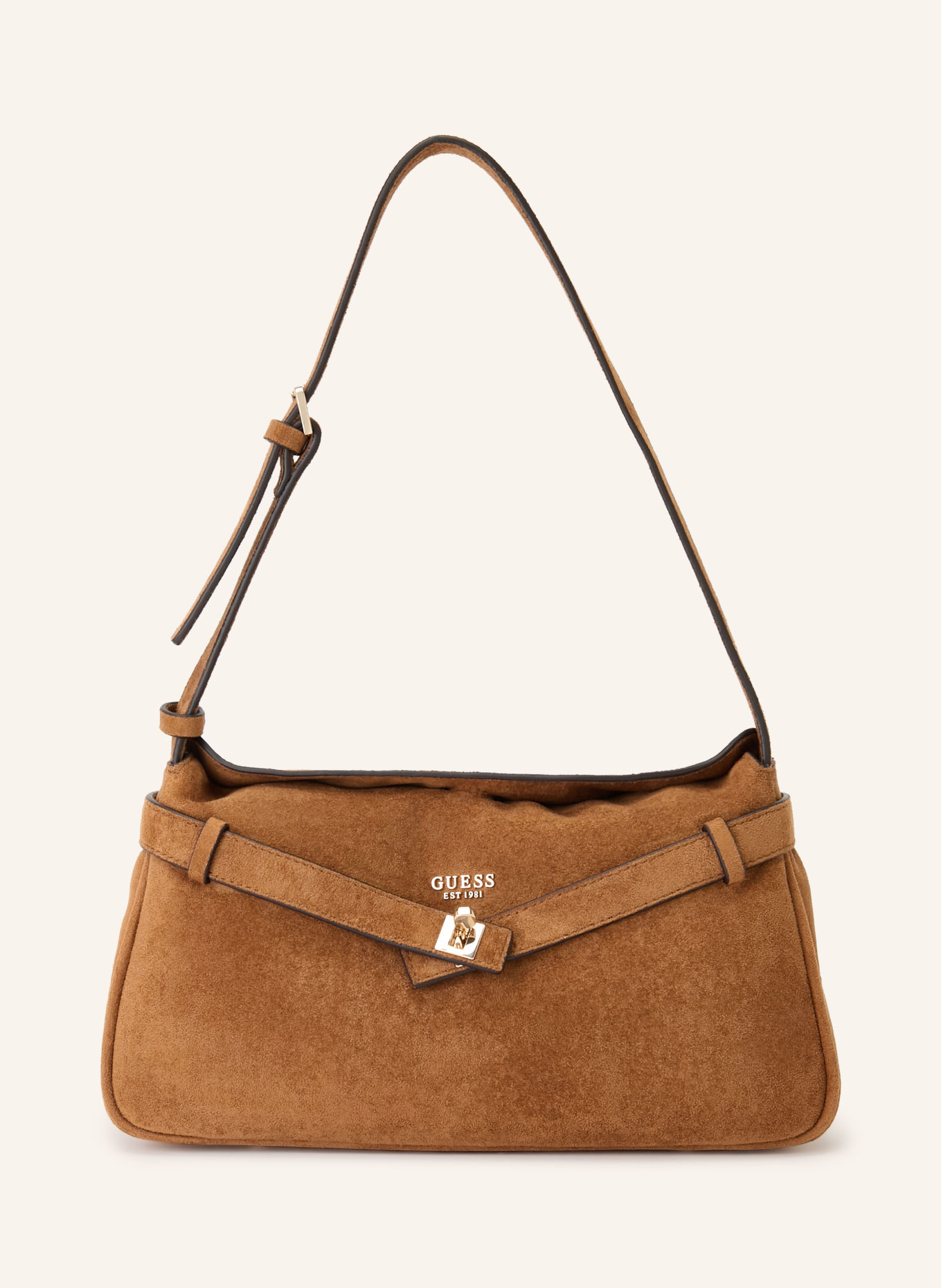 GUESS Skuldertaske ELLA: COGNAC / GULD