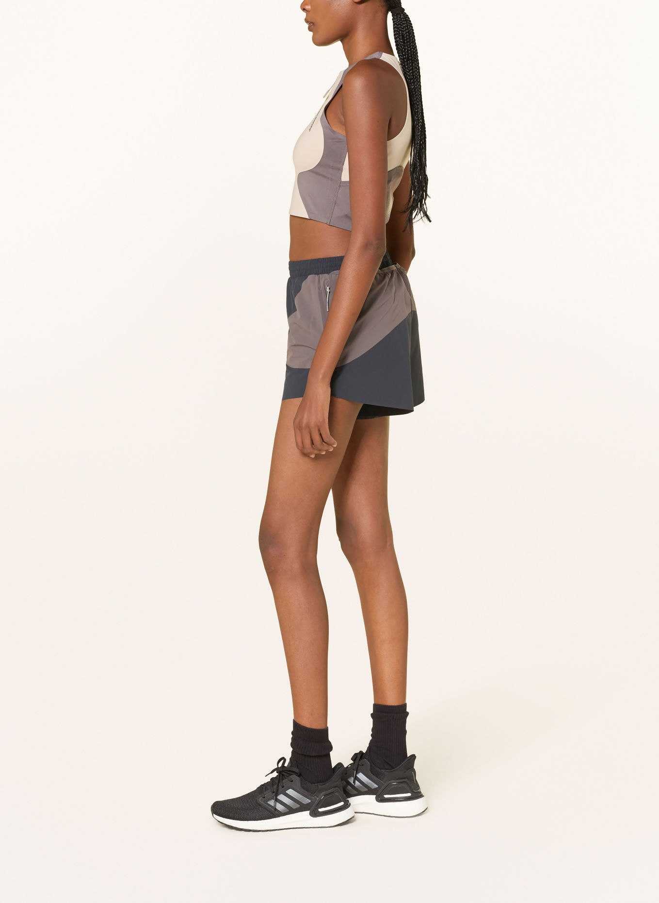 adidas HERMANOS KOUMORI 2-in-1 running shorts: DARK GRAY / GRAY