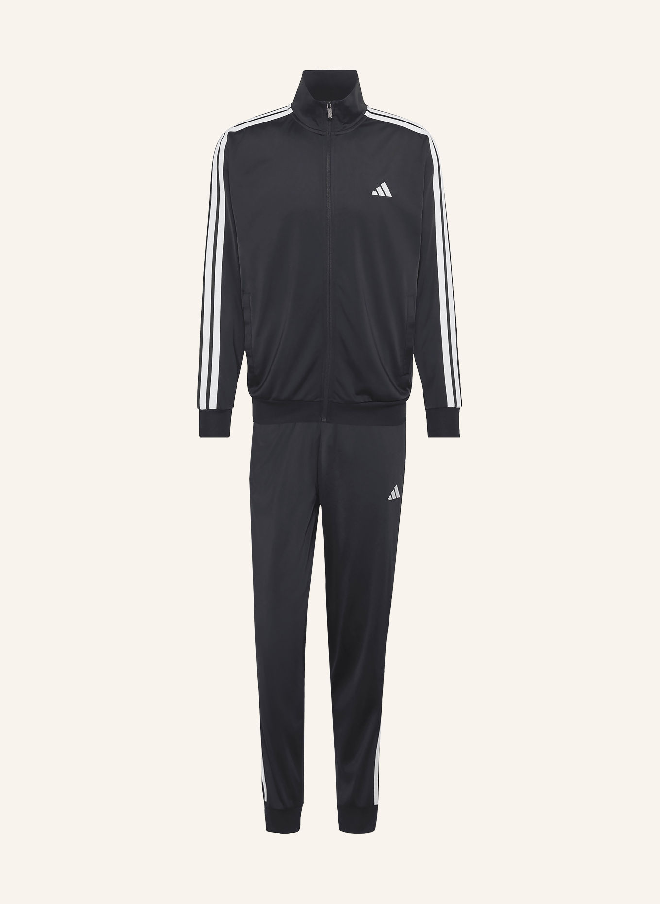 adidas DAYREADY tracksuit with braided stripes: BLACK / WHITE