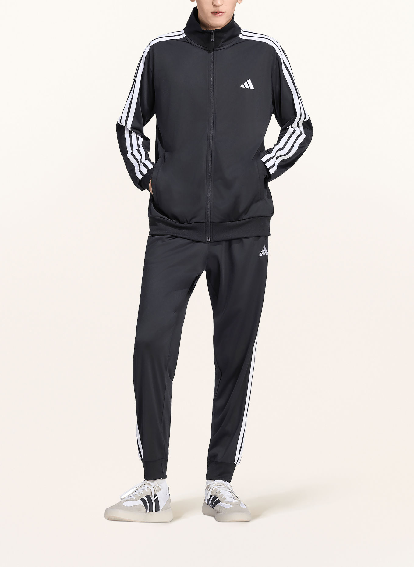 adidas DAYREADY tracksuit with braided stripes: BLACK / WHITE