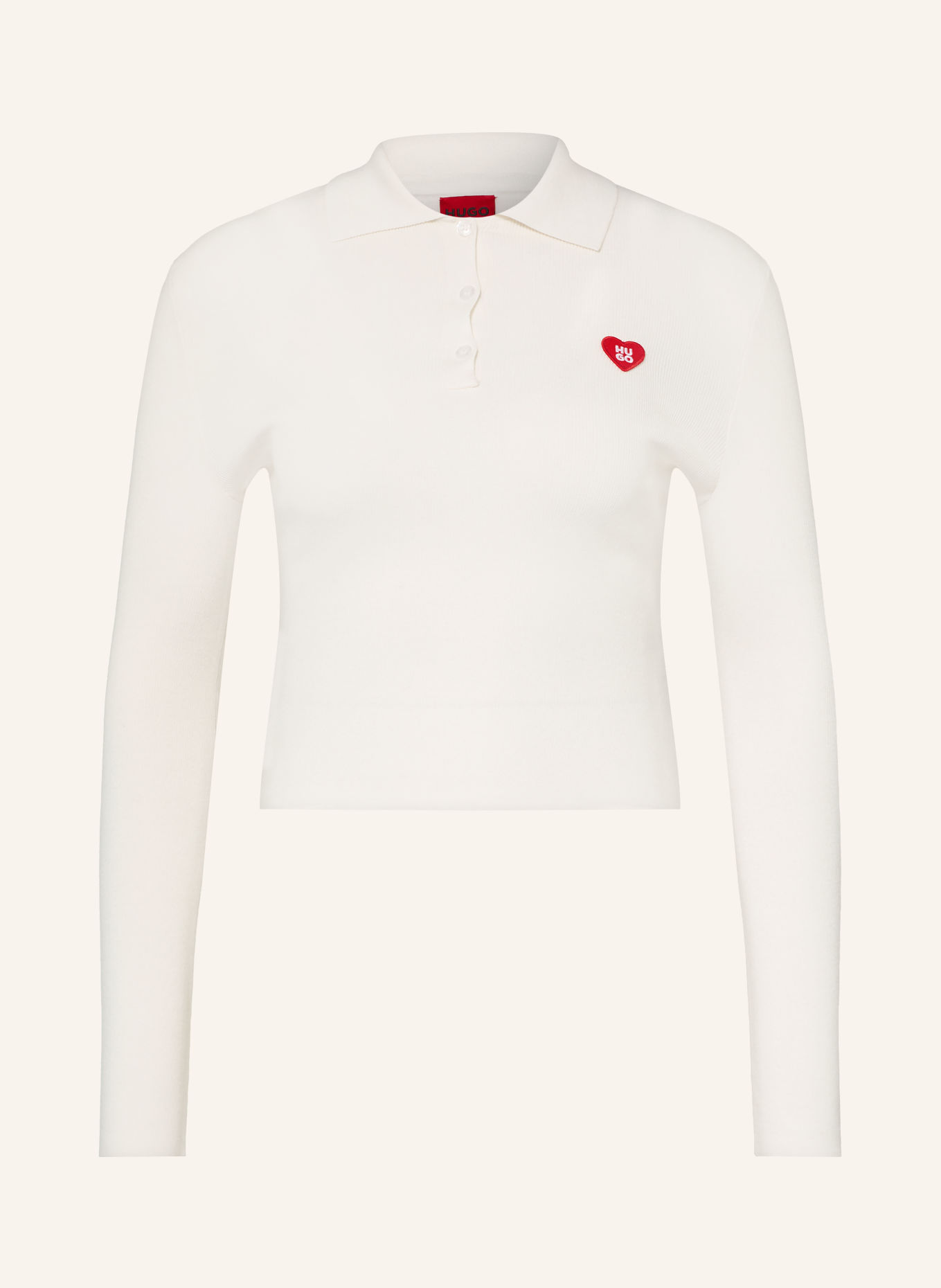 HUGO Strick-Poloshirt SAREPLINNY: WEISS