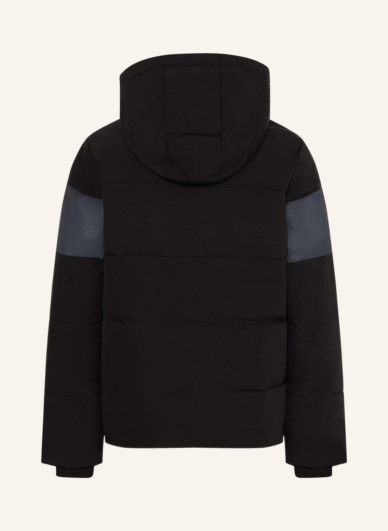 JACK&JONES Veste matelassée à capuche amovible: NOIR / GRIS FONCÉ