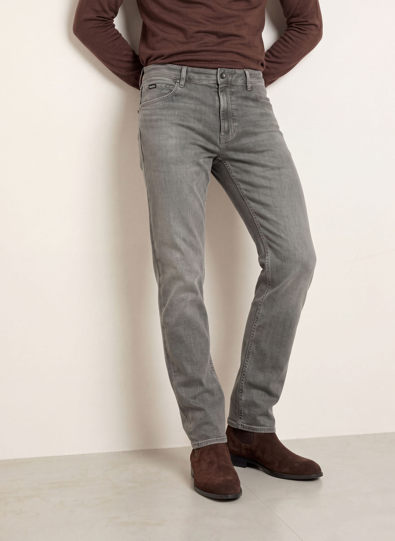 BOSS OGDEN Straight-Fit Jeans: 035 MEDIUM GREY