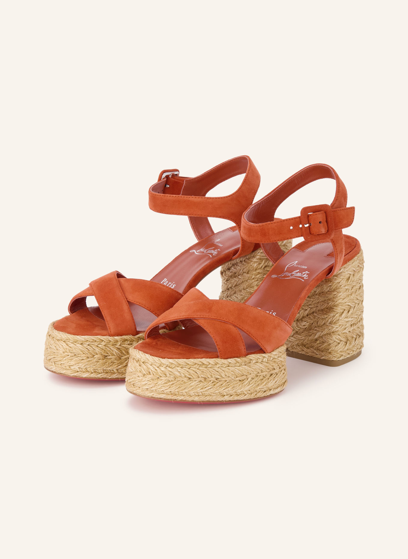 Christian Louboutin Sandalettes CALAKALA 85: ORANGE FONCÉ