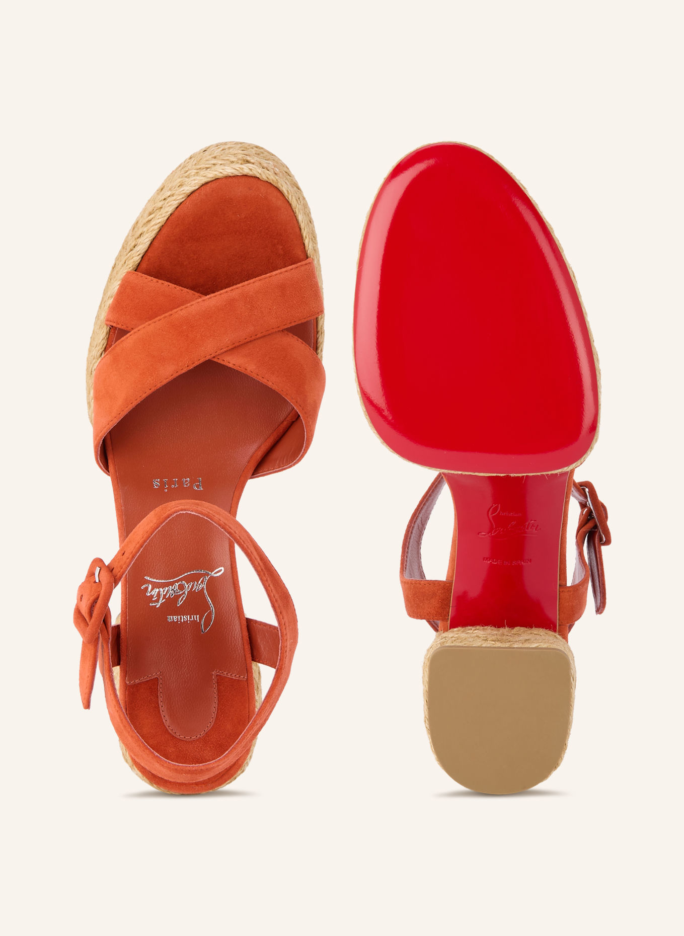 Christian Louboutin Sandalettes CALAKALA 85: ORANGE FONCÉ