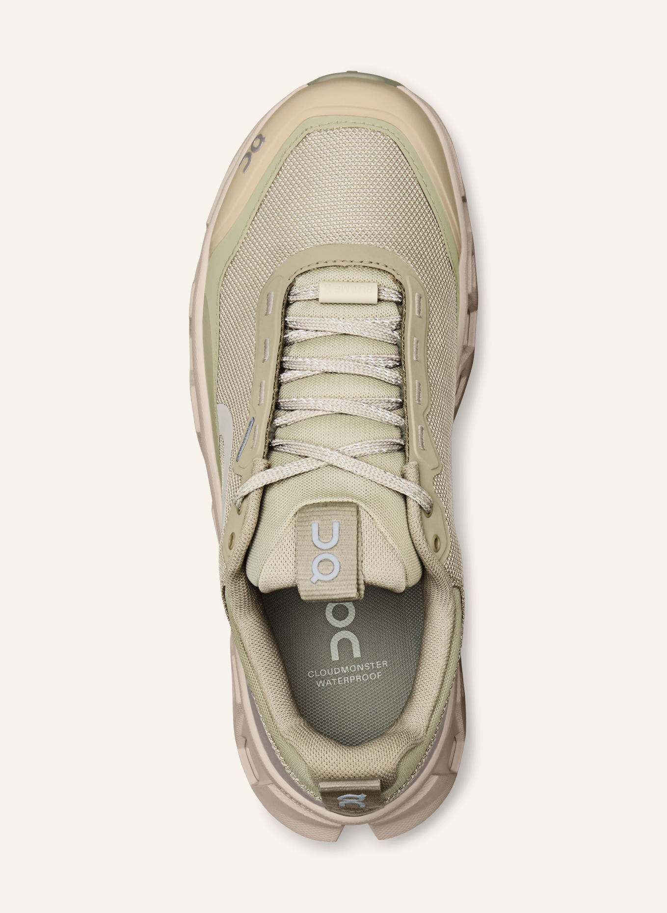On Adidași CLOUDMONSTER 1 WP: BEJ / VERDE DESCHIS