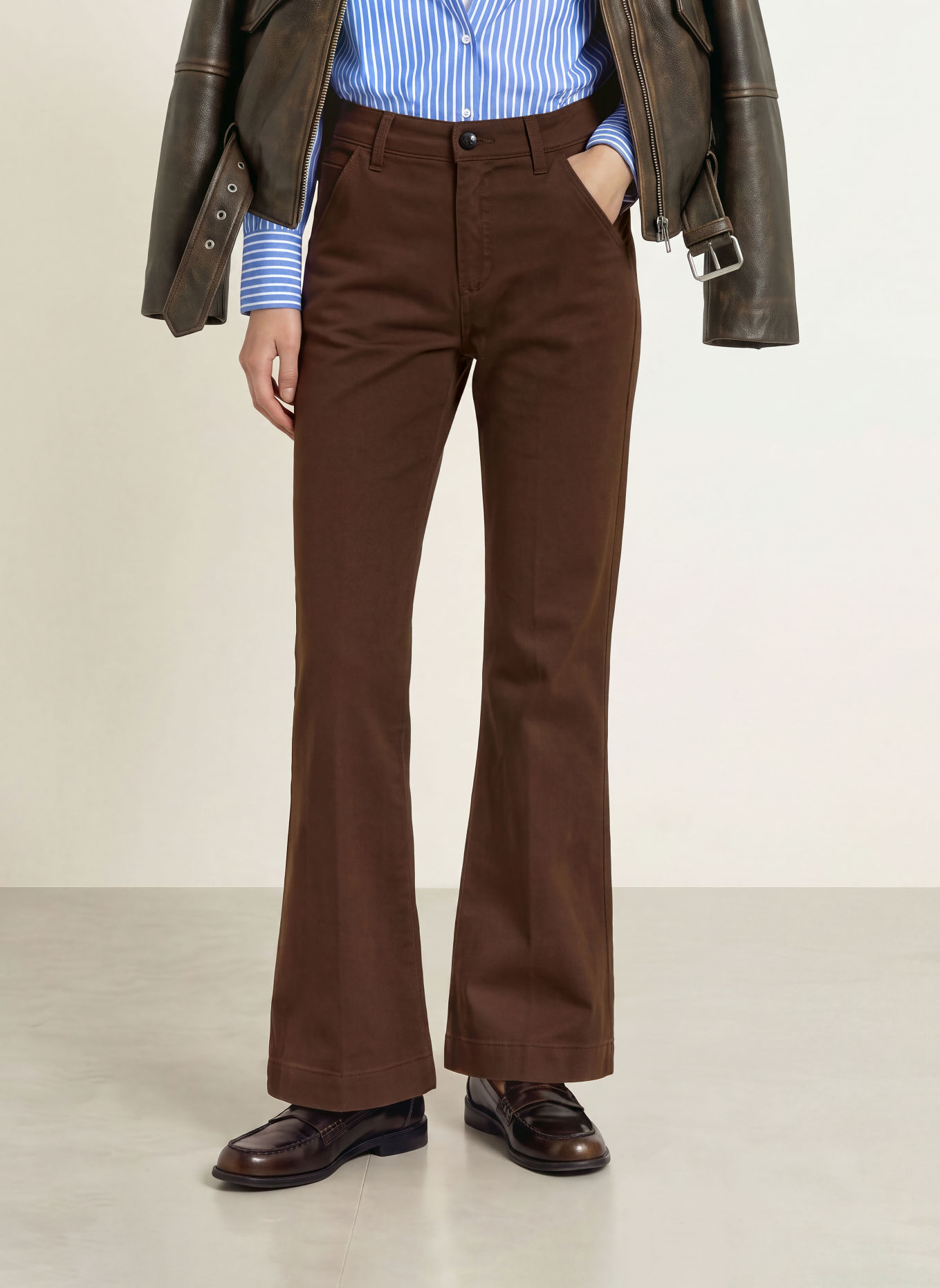 BRAX MAINE Bootcut trousers: DARK BROWN