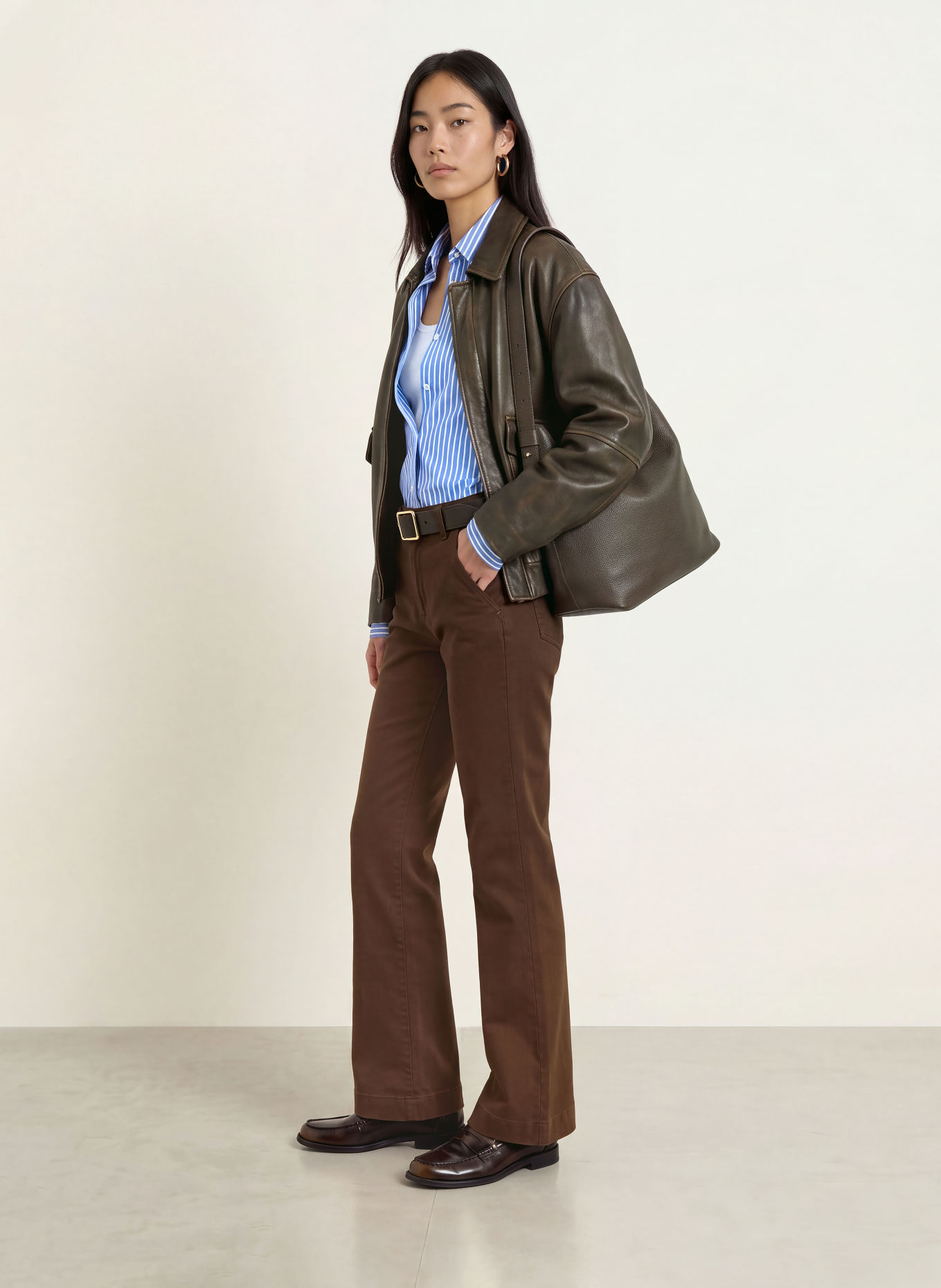 BRAX MAINE Bootcut trousers: DARK BROWN
