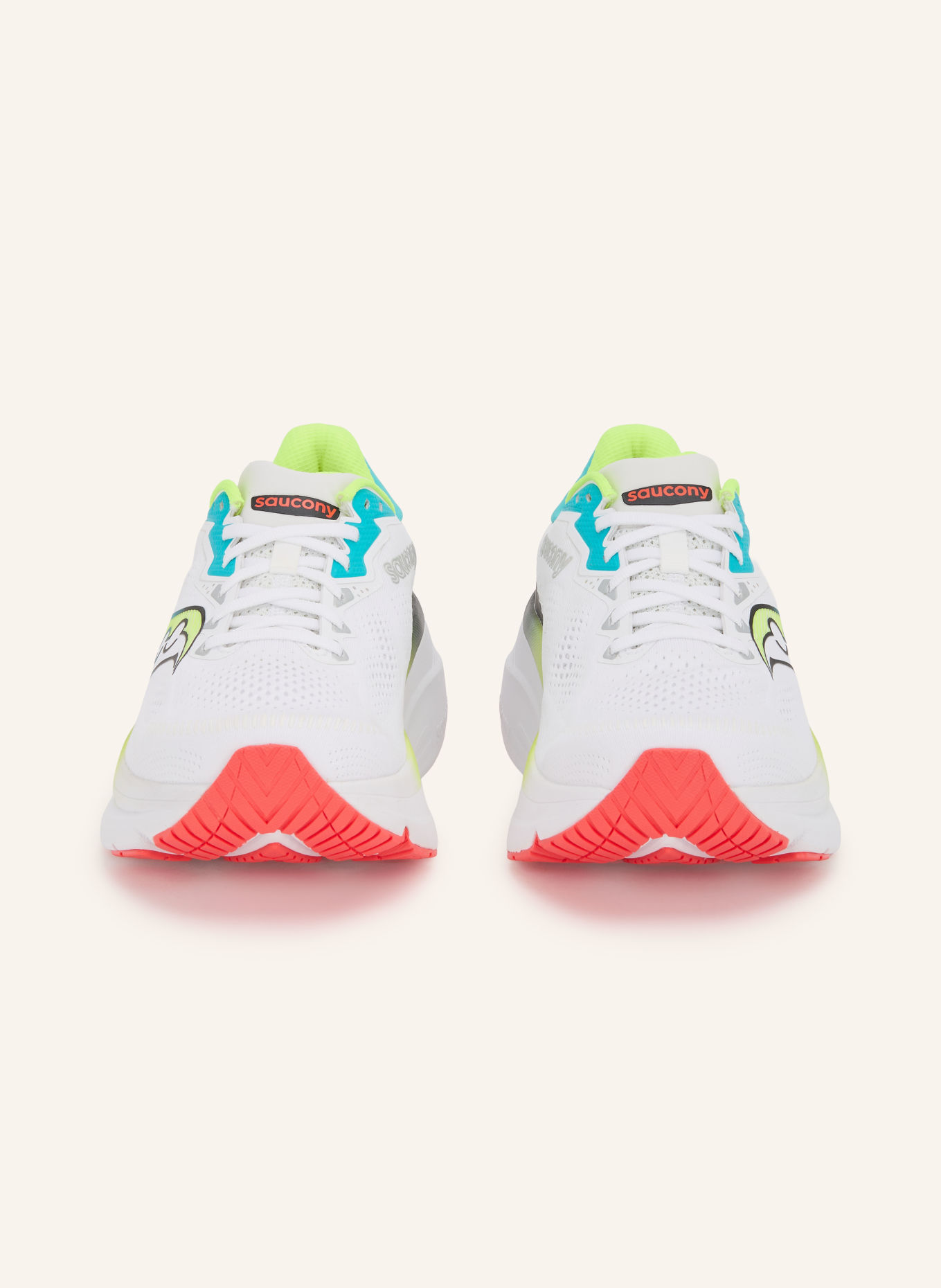 saucony GUIDE 19 Running Shoes: WHITE / NEON YELLOW / NEON BLUE