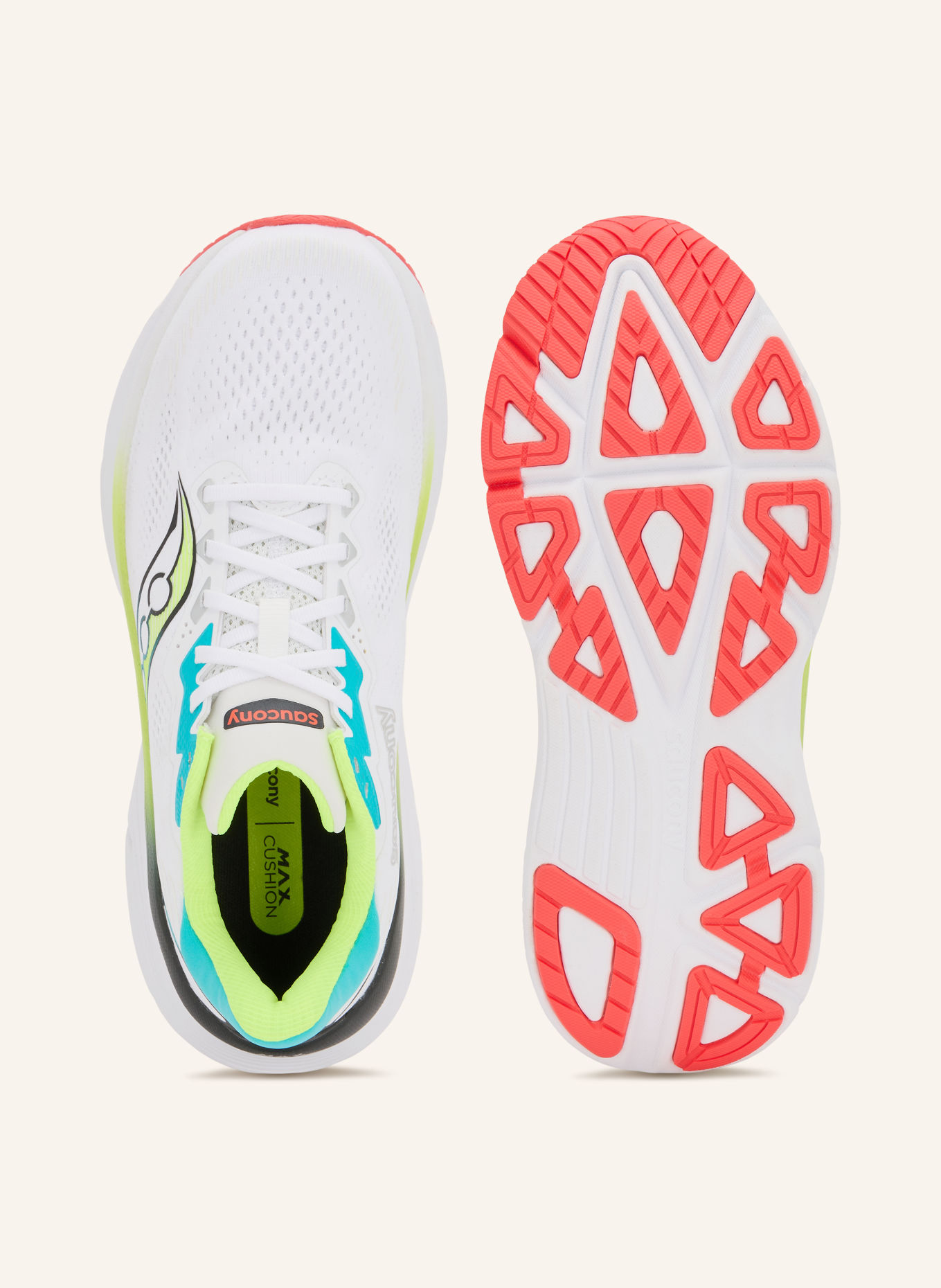 saucony GUIDE 19 Running Shoes: WHITE / NEON YELLOW / NEON BLUE