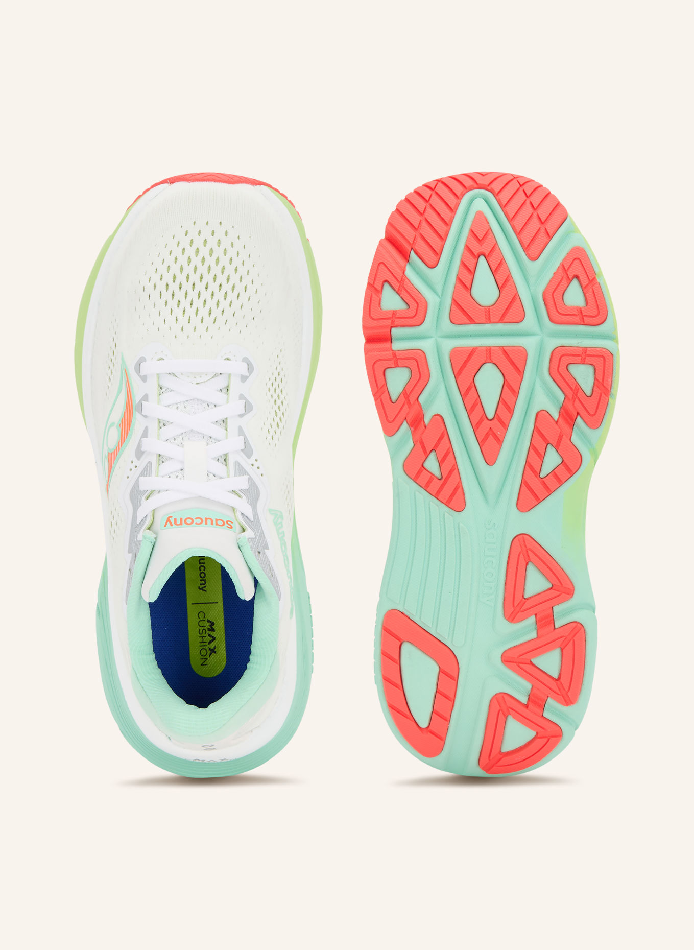 saucony Laufschuhe GUIDE 19: WEISS / NEONROT / MINT