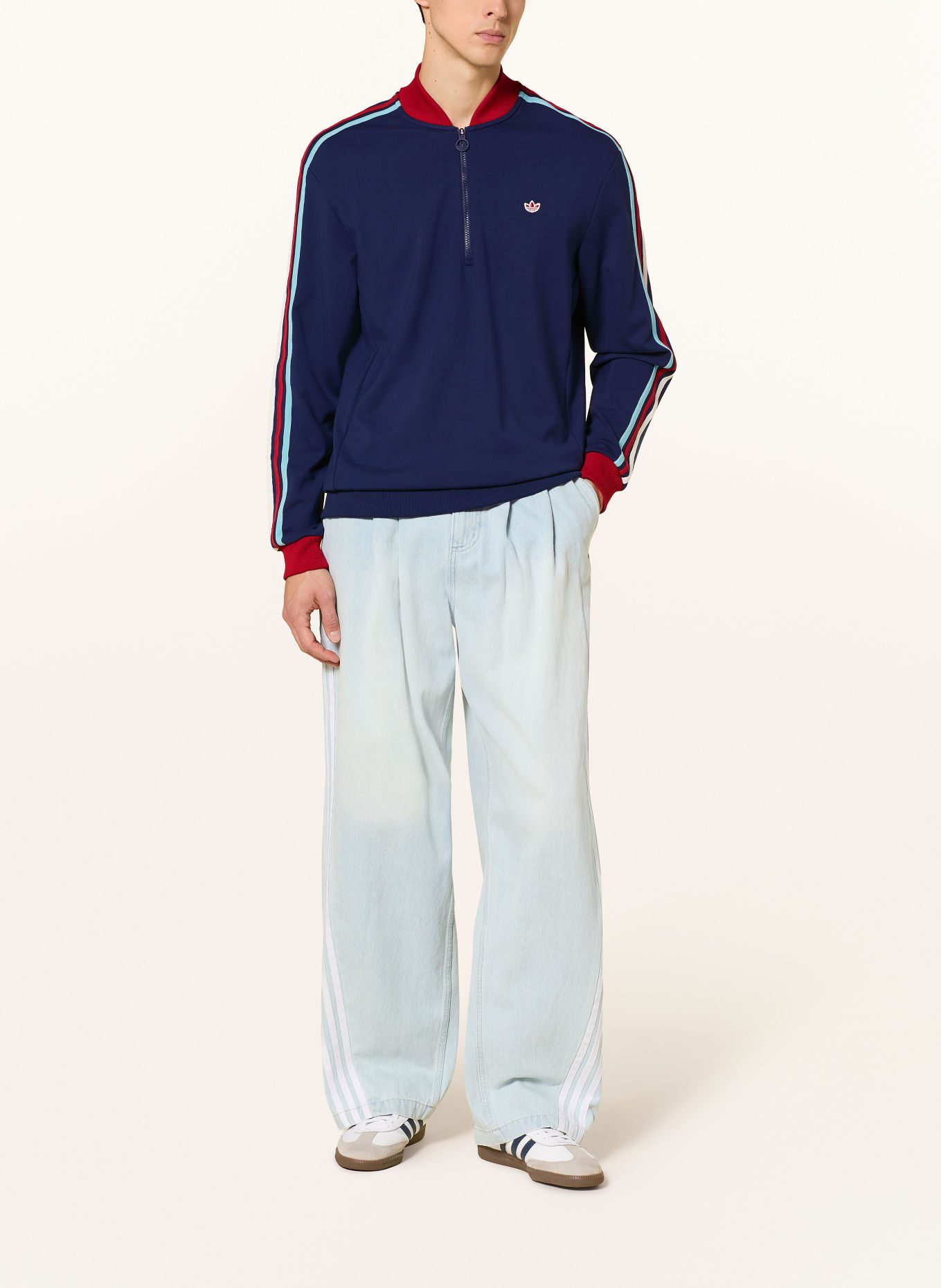 adidas Originals Sweatshirt ORIGINALS 3-STREIFEN: DUNKELBLAU / ROT / WEISS