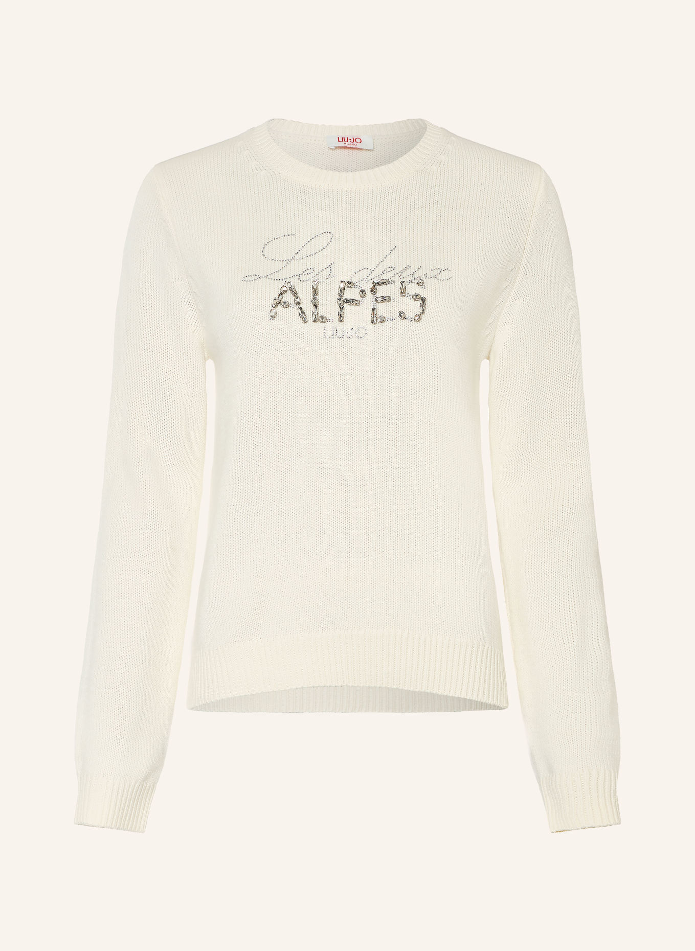 LIU JO Pullover mit Schmucksteinen: WEISS