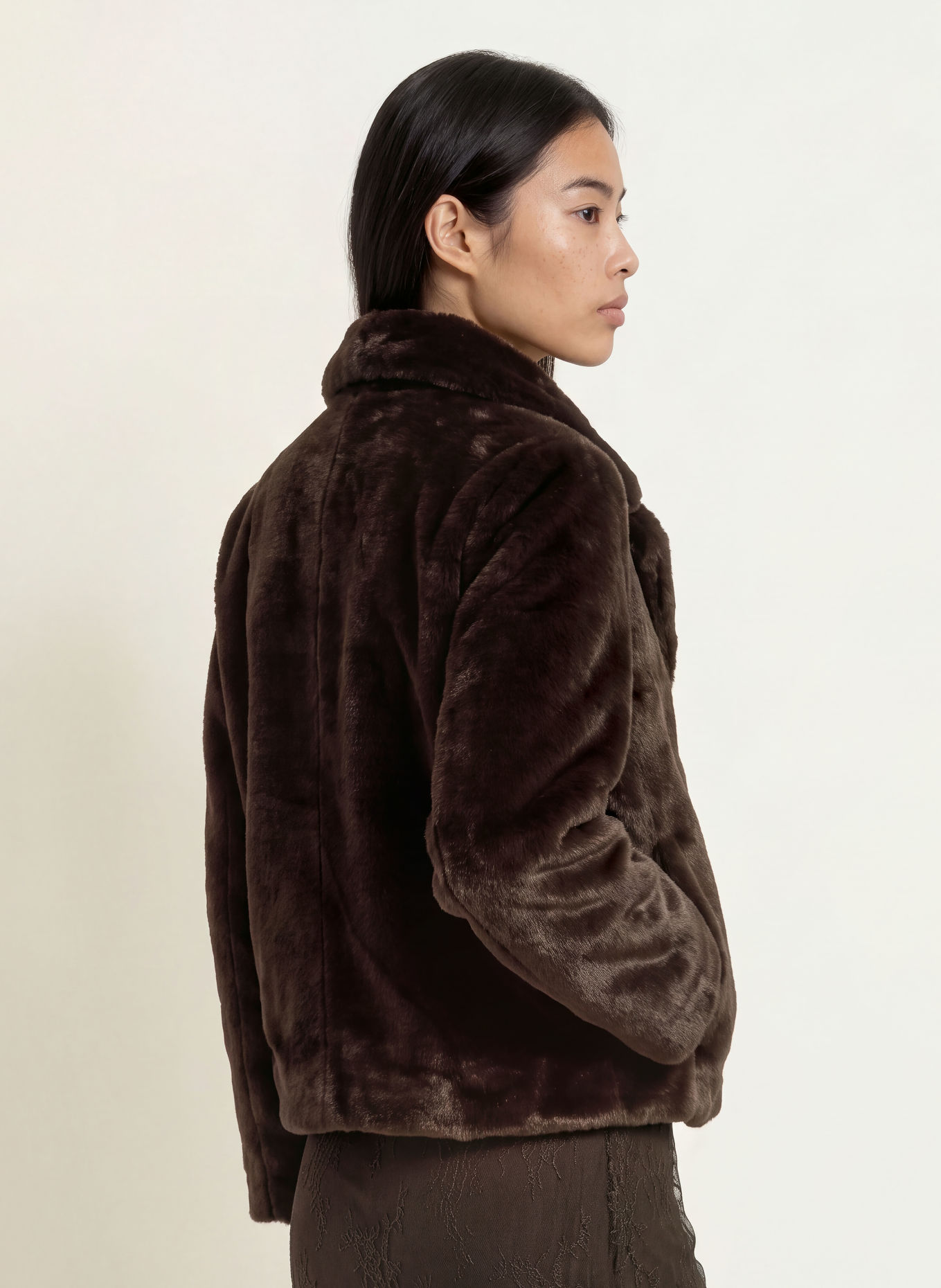 LIU JO Faux Fur Jacket: DARK BROWN