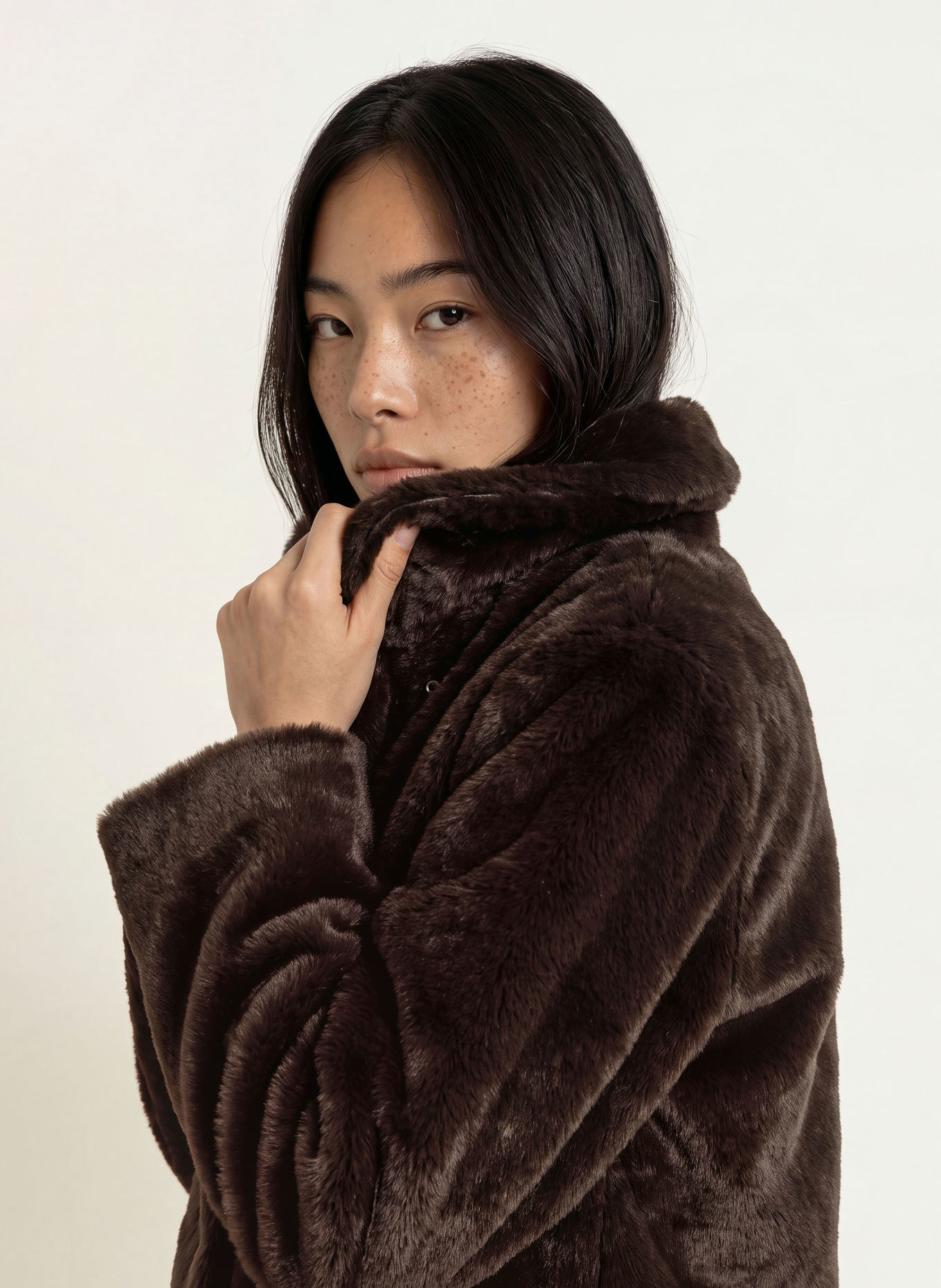 LIU JO Faux Fur Jacket: DARK BROWN