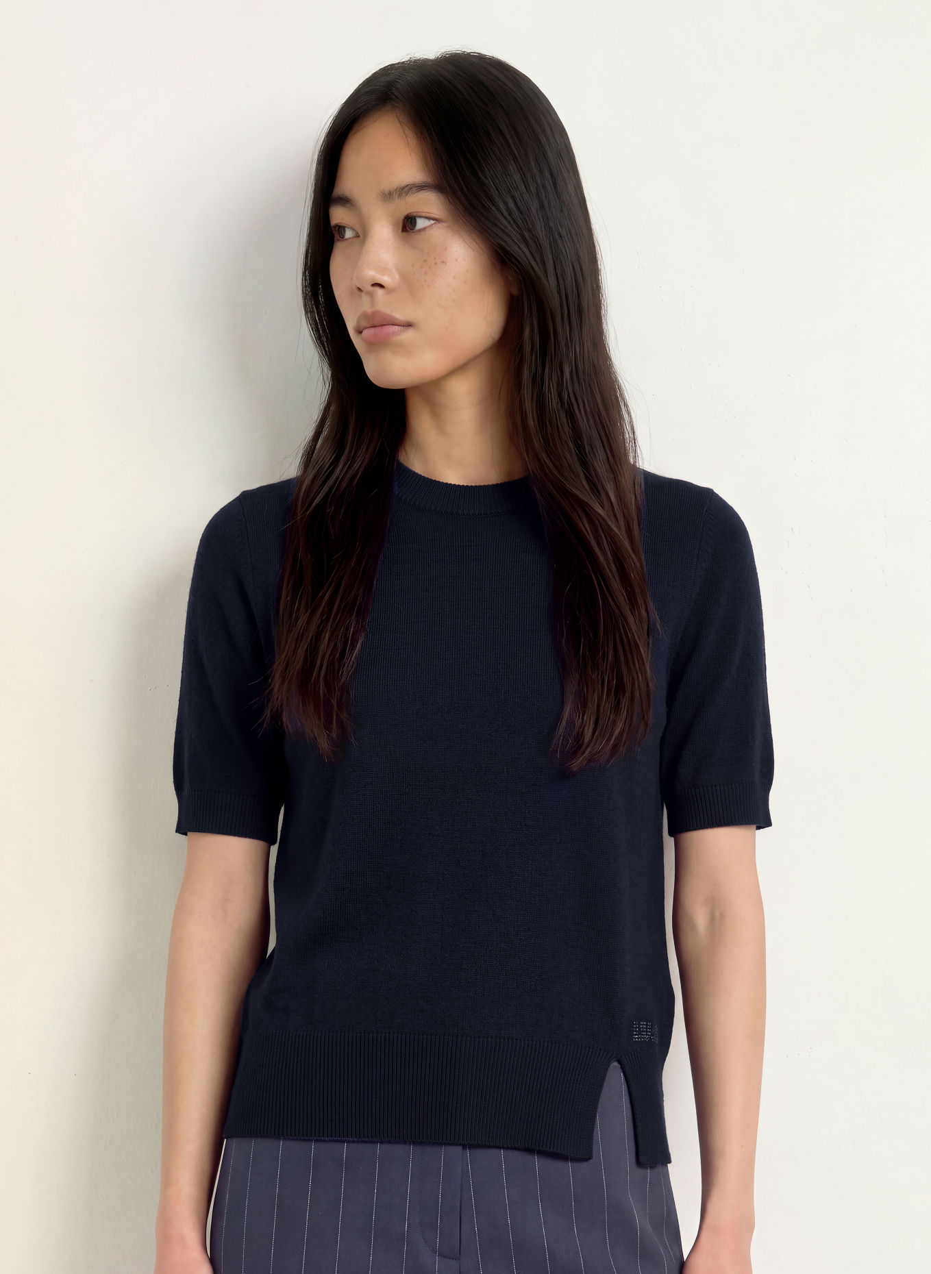 LIU JO Gebreid shirt met sierstenen: DONKERBLAUW