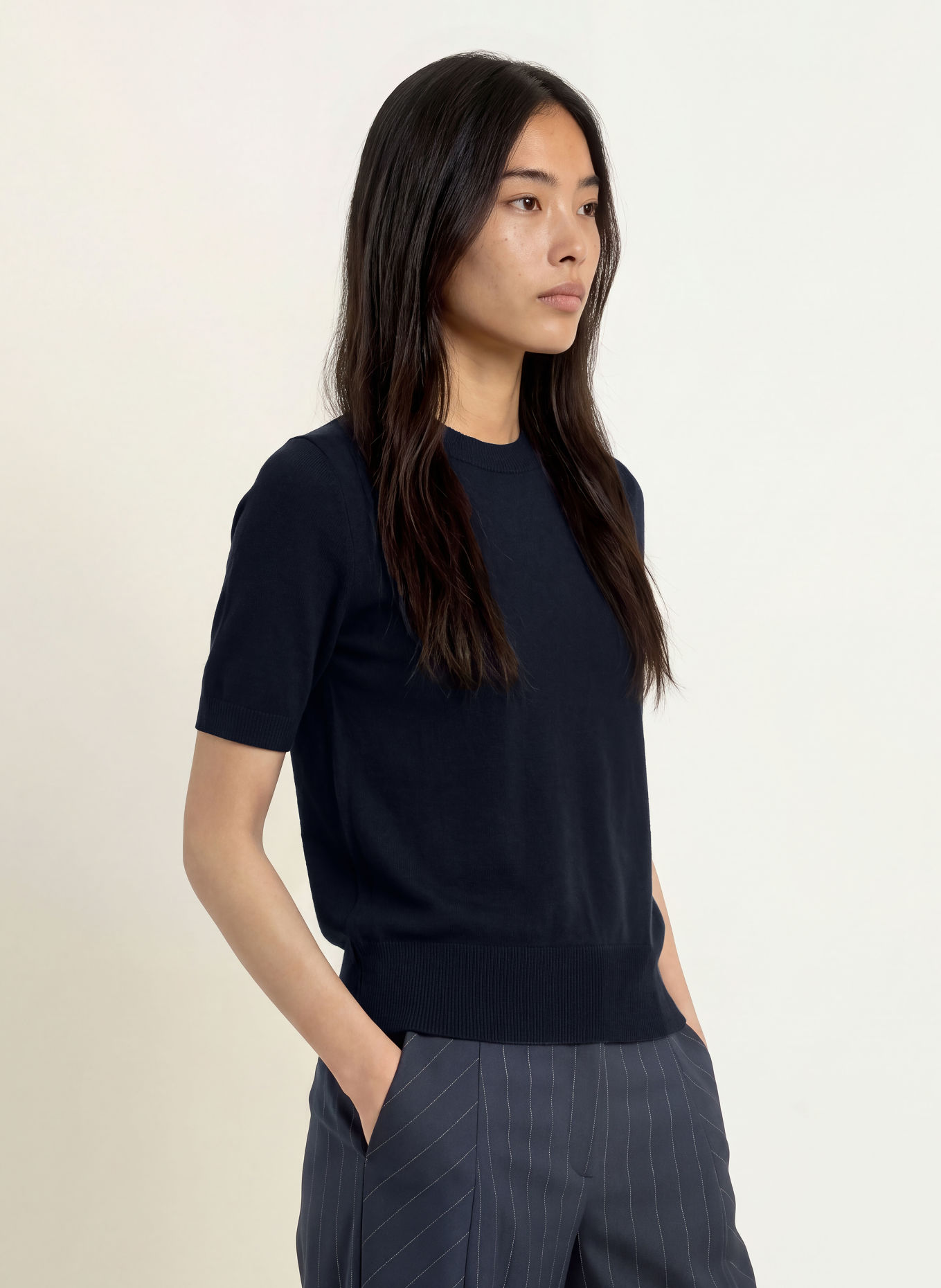 LIU JO Gebreid shirt met sierstenen: DONKERBLAUW