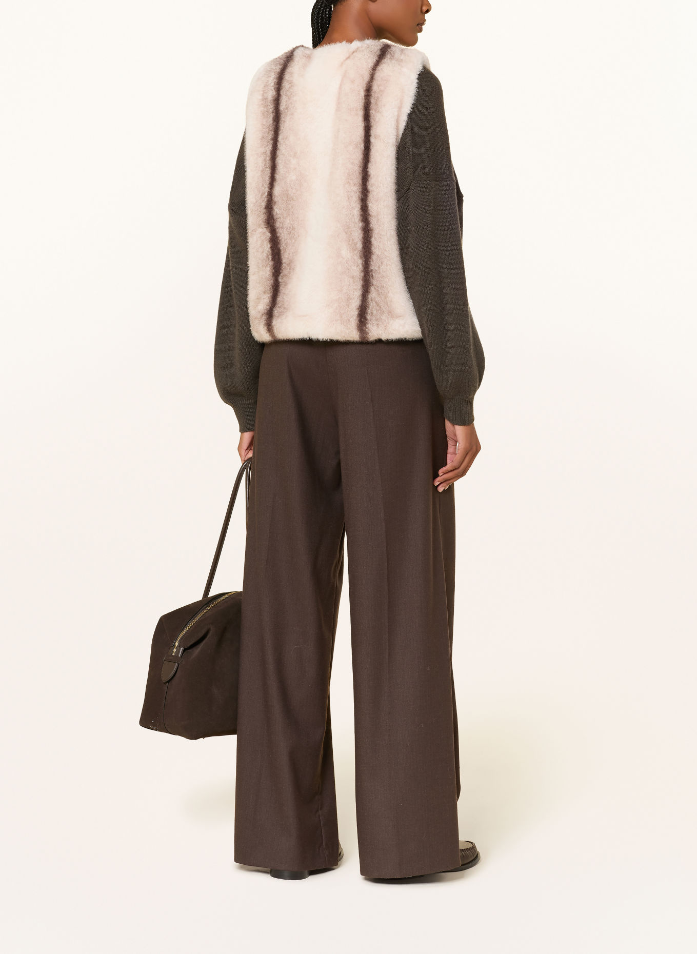 InWear Kunstfell-Weste ZABELLEIW: CREME / DUNKELBRAUN