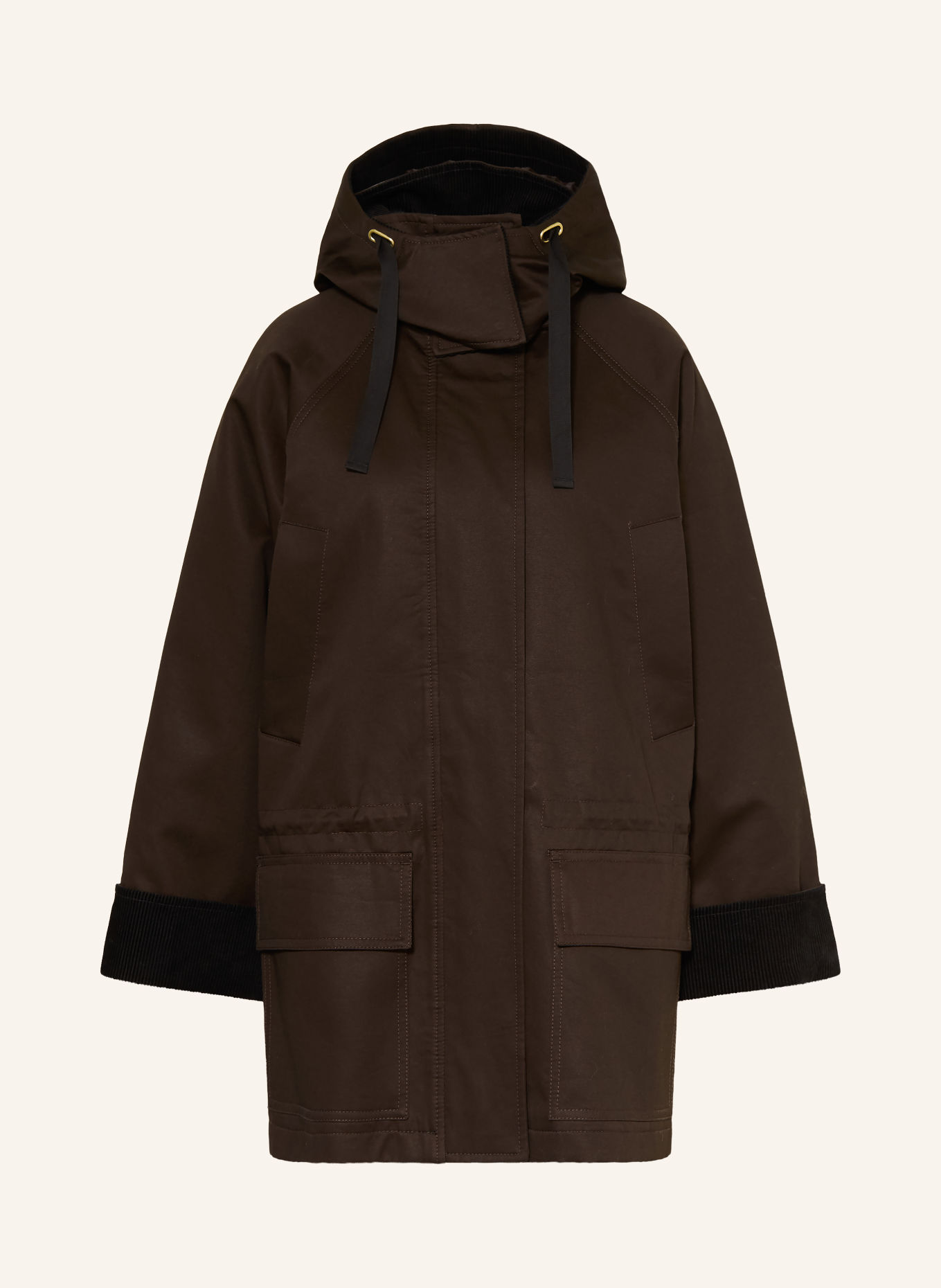 InWear HUNTERYIW Parka in a mix of materials: DARK BROWN / BLACK