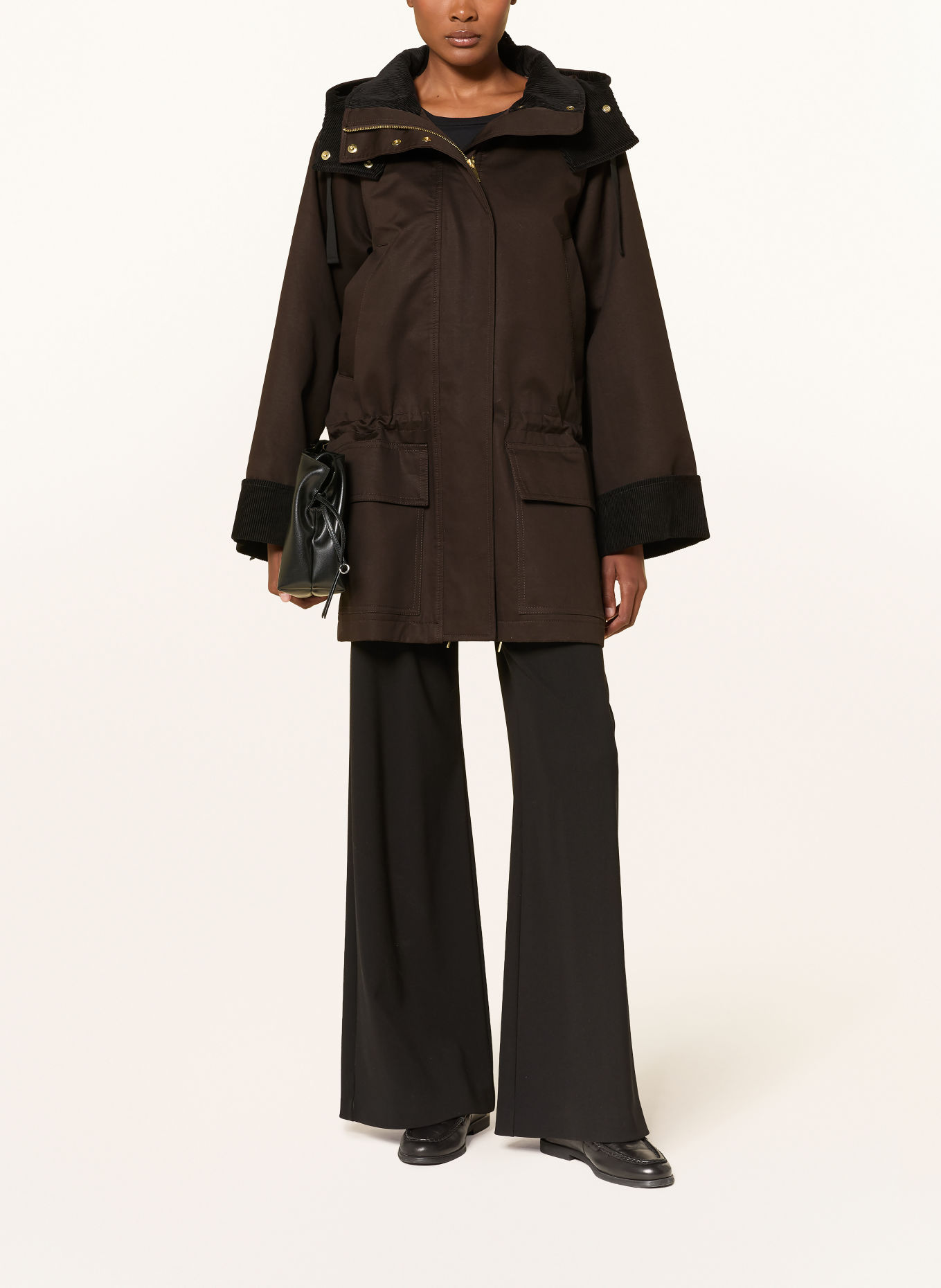 InWear HUNTERYIW Parka in a mix of materials: DARK BROWN / BLACK