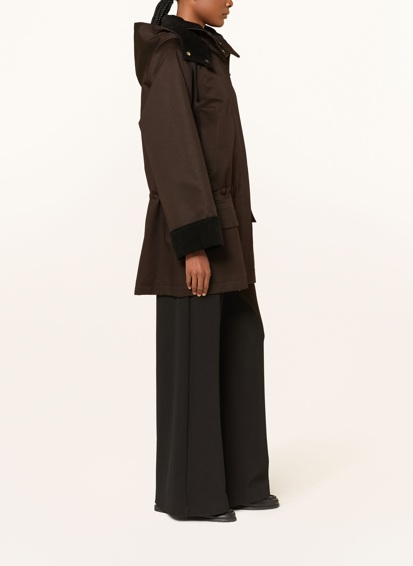 InWear HUNTERYIW Parka in a mix of materials: DARK BROWN / BLACK