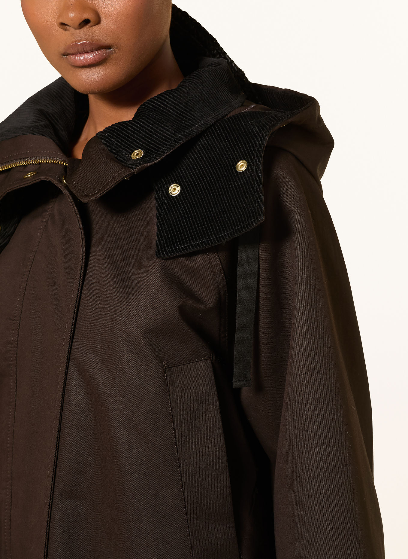 InWear HUNTERYIW Parka in a mix of materials: DARK BROWN / BLACK