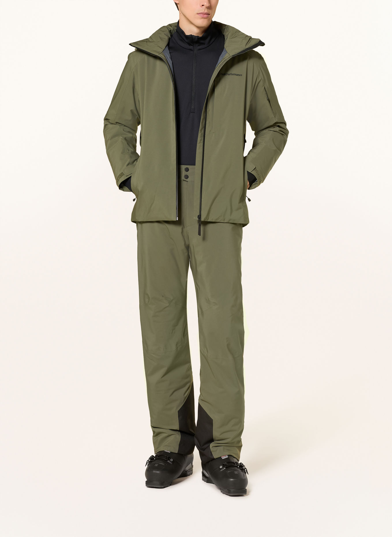 Peak Performance MAROON INSULATED Ski Pants: KHAKI / BLACK