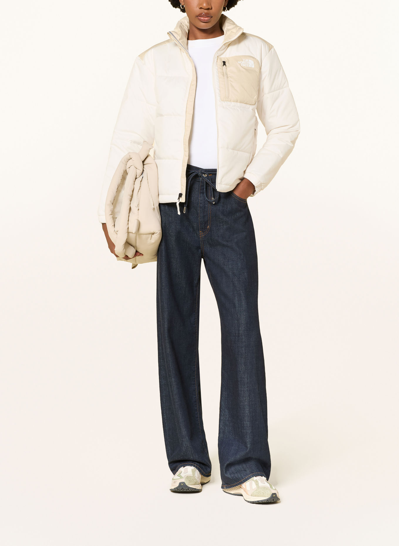 THE NORTH FACE NUKETO Quilted Jacket: WHITE / BEIGE