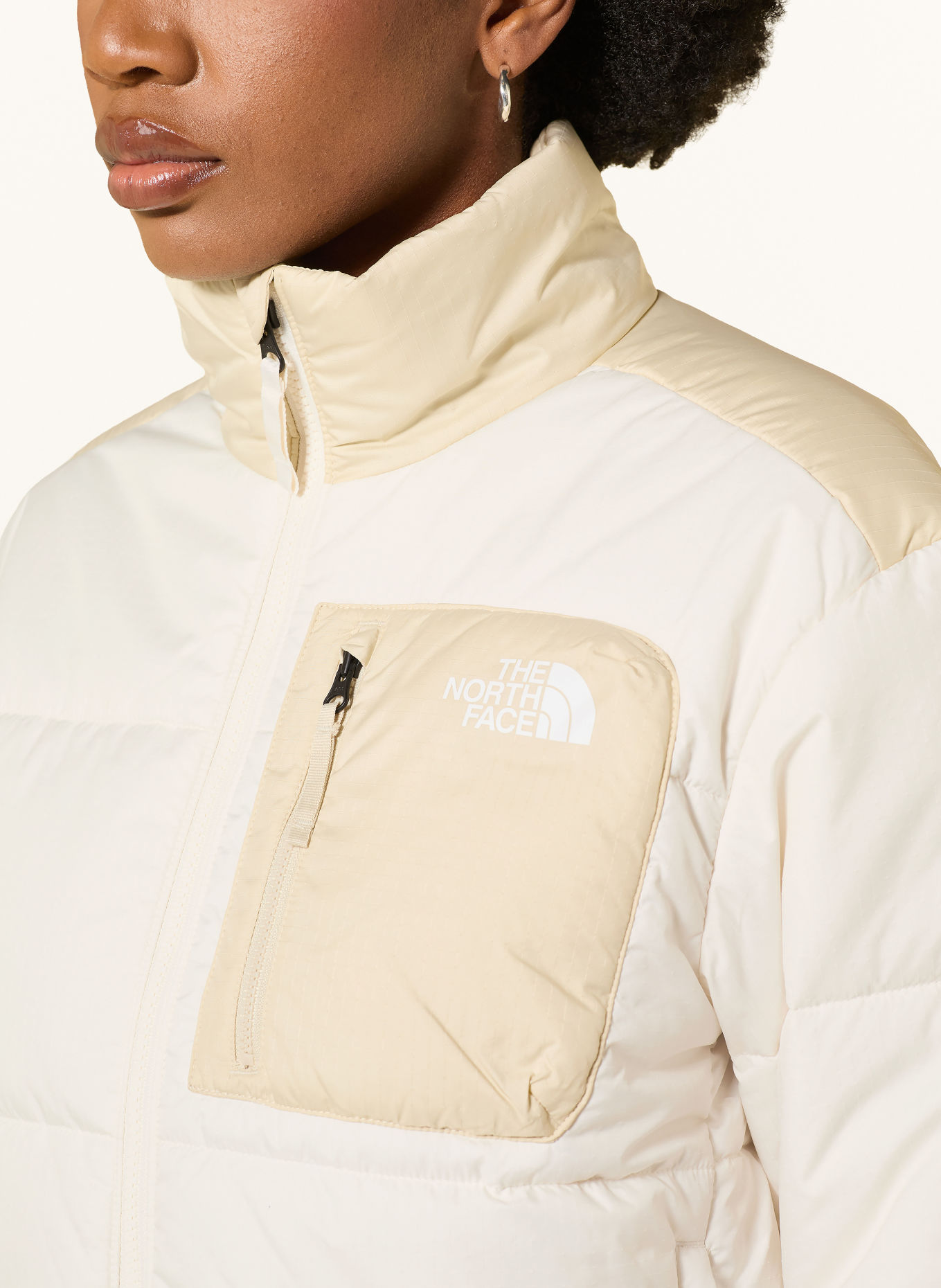 THE NORTH FACE NUKETO Quilted Jacket: WHITE / BEIGE