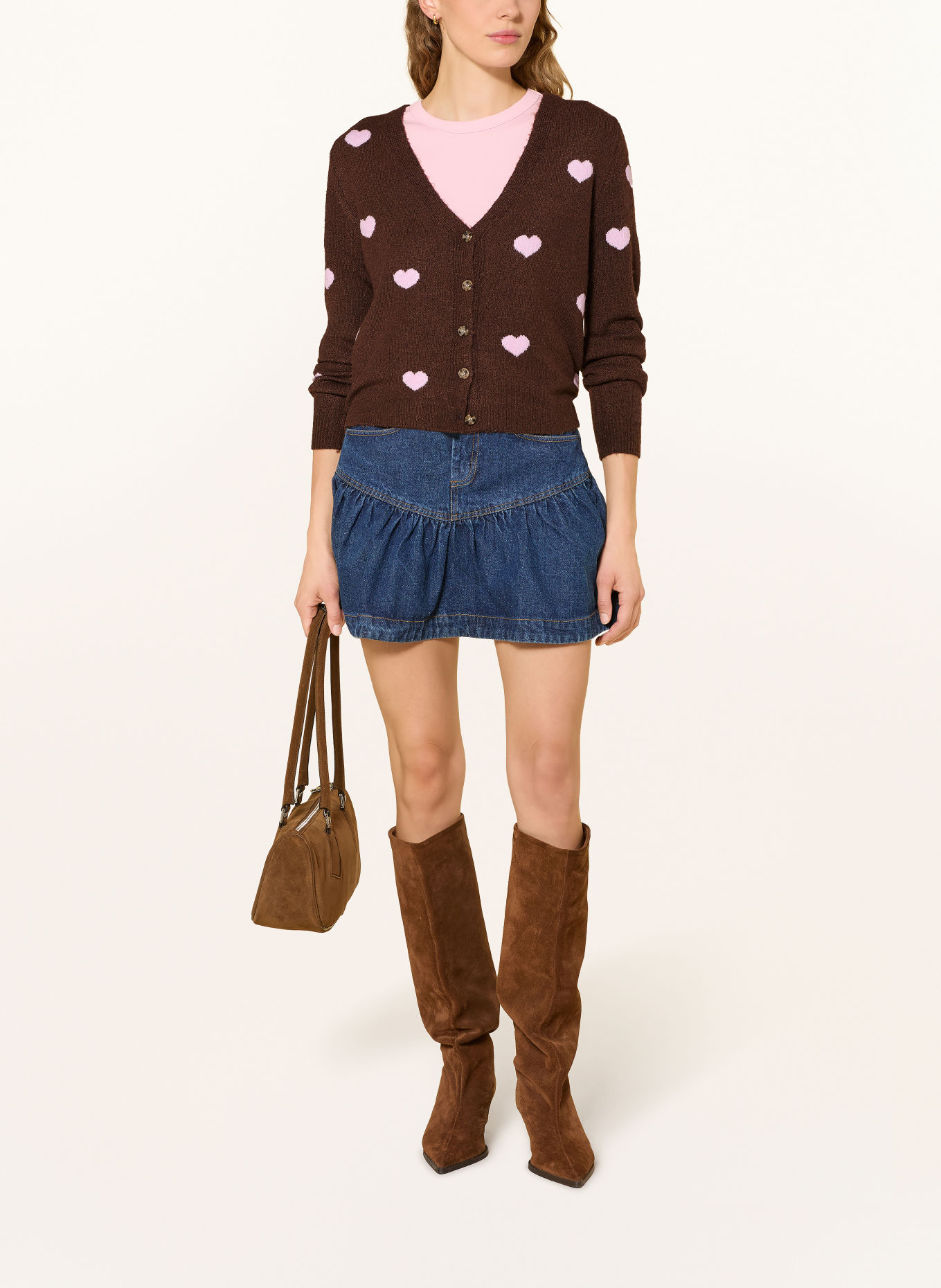 ONLY Vest: MARRON FONCÉ / ROZE