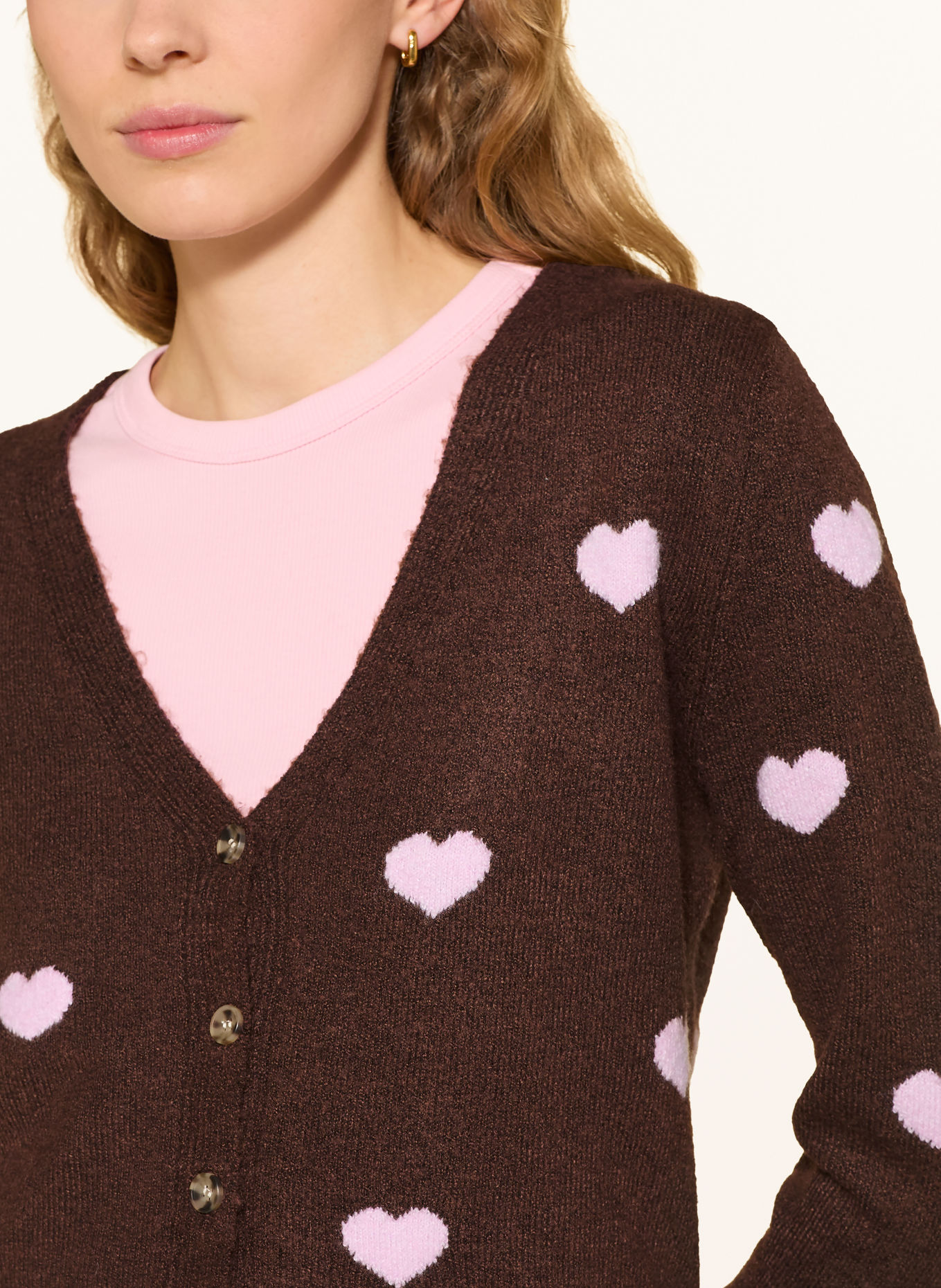 ONLY Vest: MARRON FONCÉ / ROZE