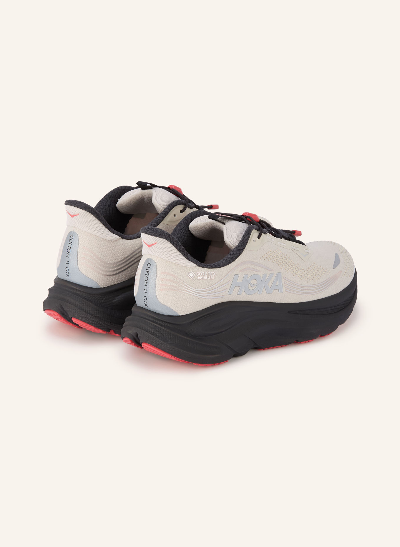 HOKA Hardloopschoenen CLIFTON 11 GTX: BEIGE / ZWART