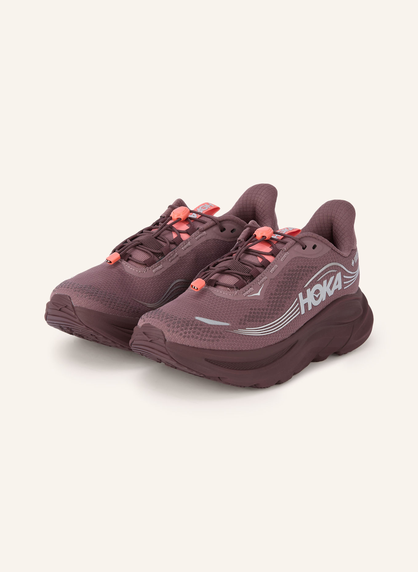 HOKA Laufschuhe CLIFTON 11 GTX: DUNKELROT / SILBER