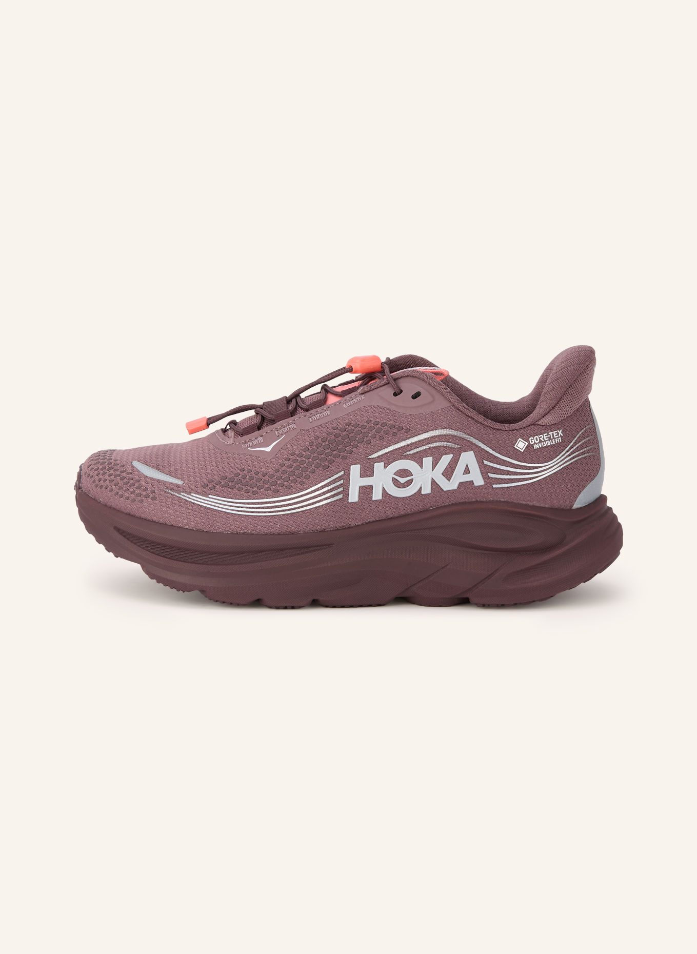 HOKA Laufschuhe CLIFTON 11 GTX: DUNKELROT / SILBER