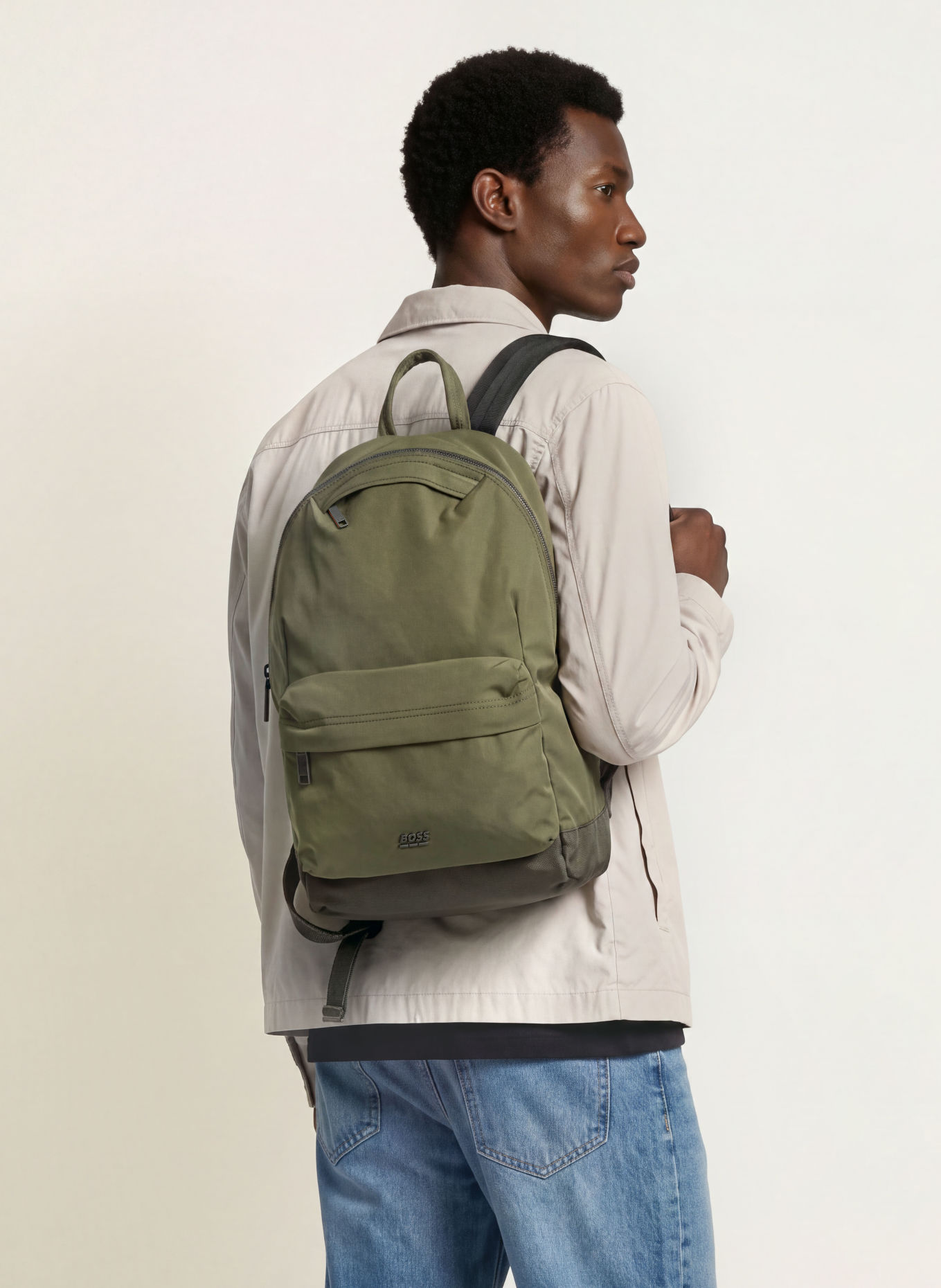 BOSS ERYK Backpack with laptop compartment: OLIVE