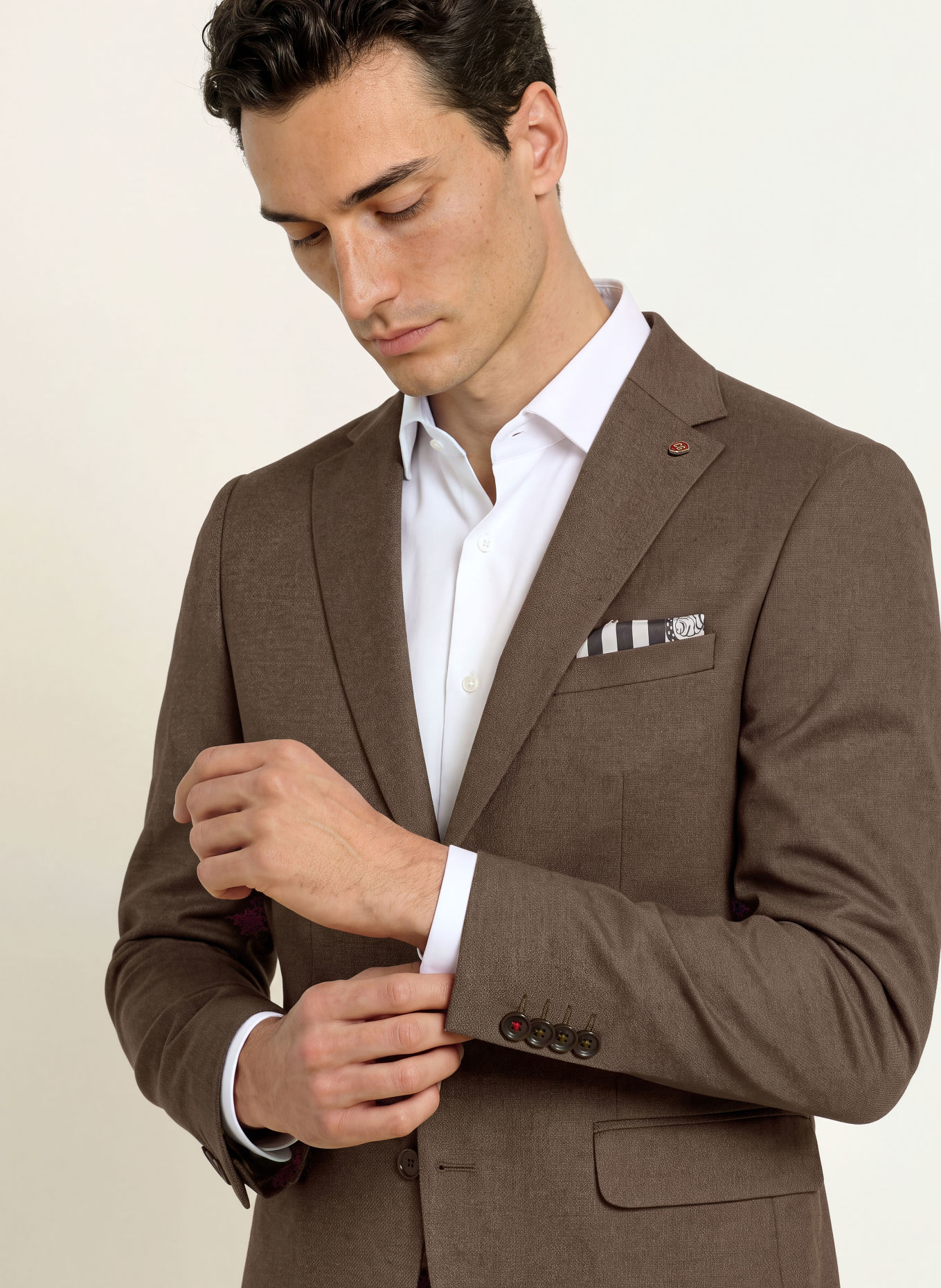 CG - CLUB of GENTS CG CALVIN Slim Fit Jersey Suit Jacket: 73 DUNKELBRAUN